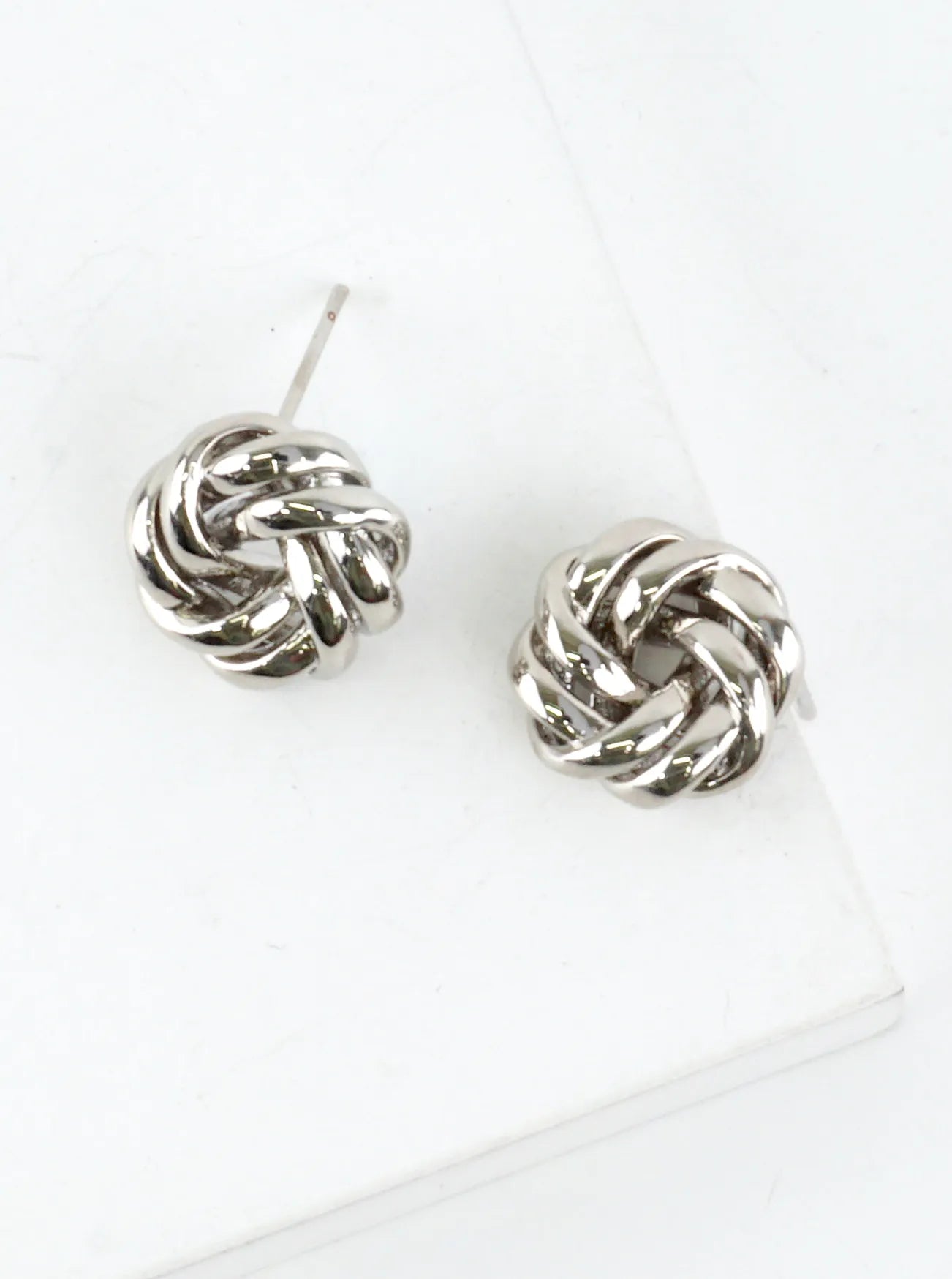 Rectangular Brass Infinity Knot Stud Earrings