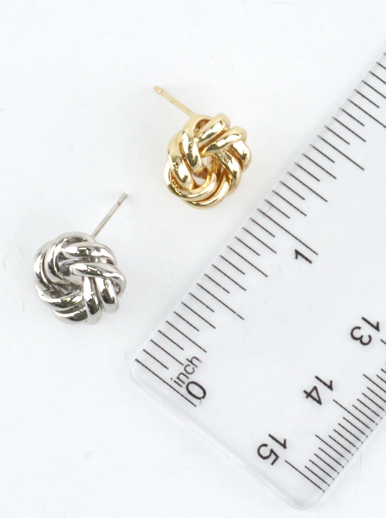 Rectangular Brass Infinity Knot Stud Earrings