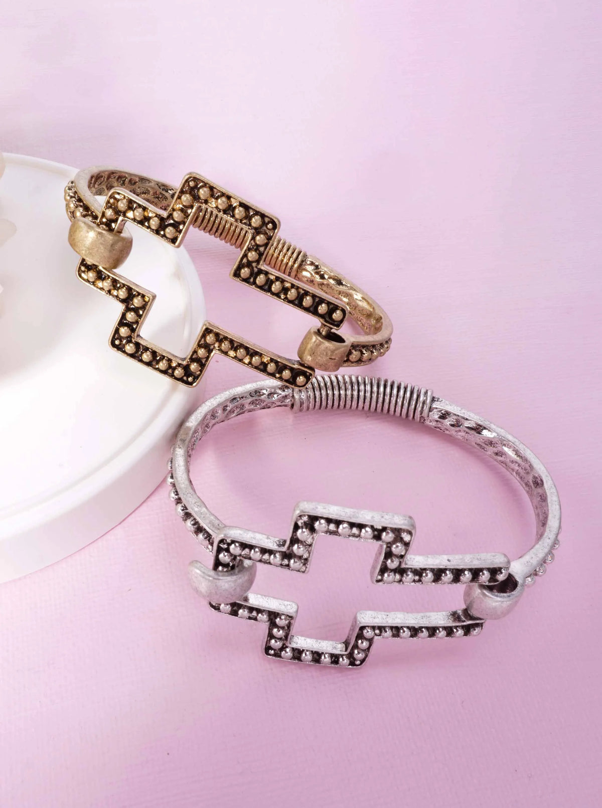 Religious Oxidized Cross Cuff Bangle Bracelet