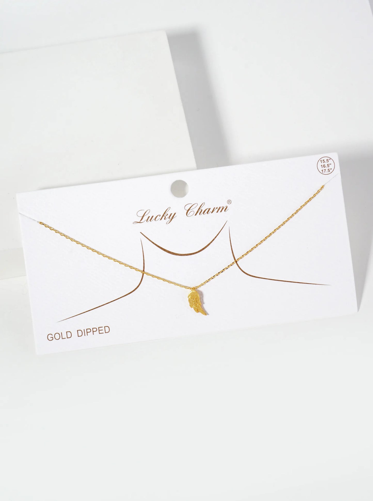 Religious-Theme 18K-Gold-Dipped Textured Angel Wing Pendant Necklace