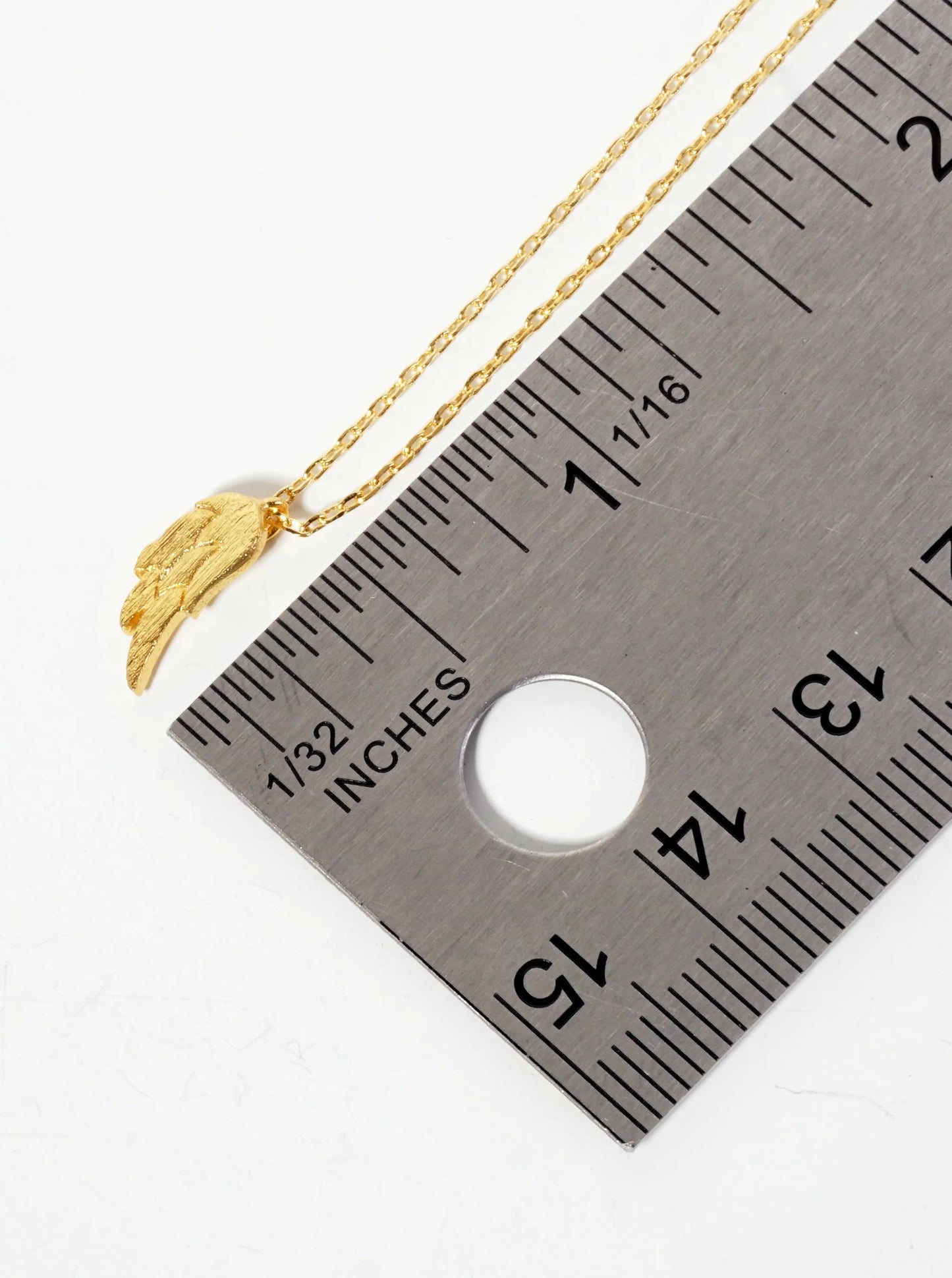 Religious-Theme 18K-Gold-Dipped Textured Angel Wing Pendant Necklace