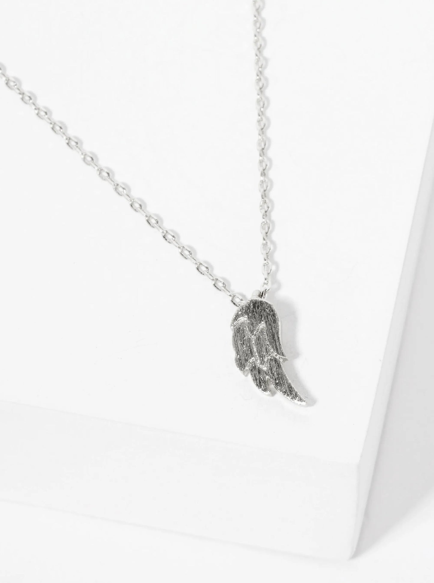 Religious-Theme 18K-Gold-Dipped Textured Angel Wing Pendant Necklace