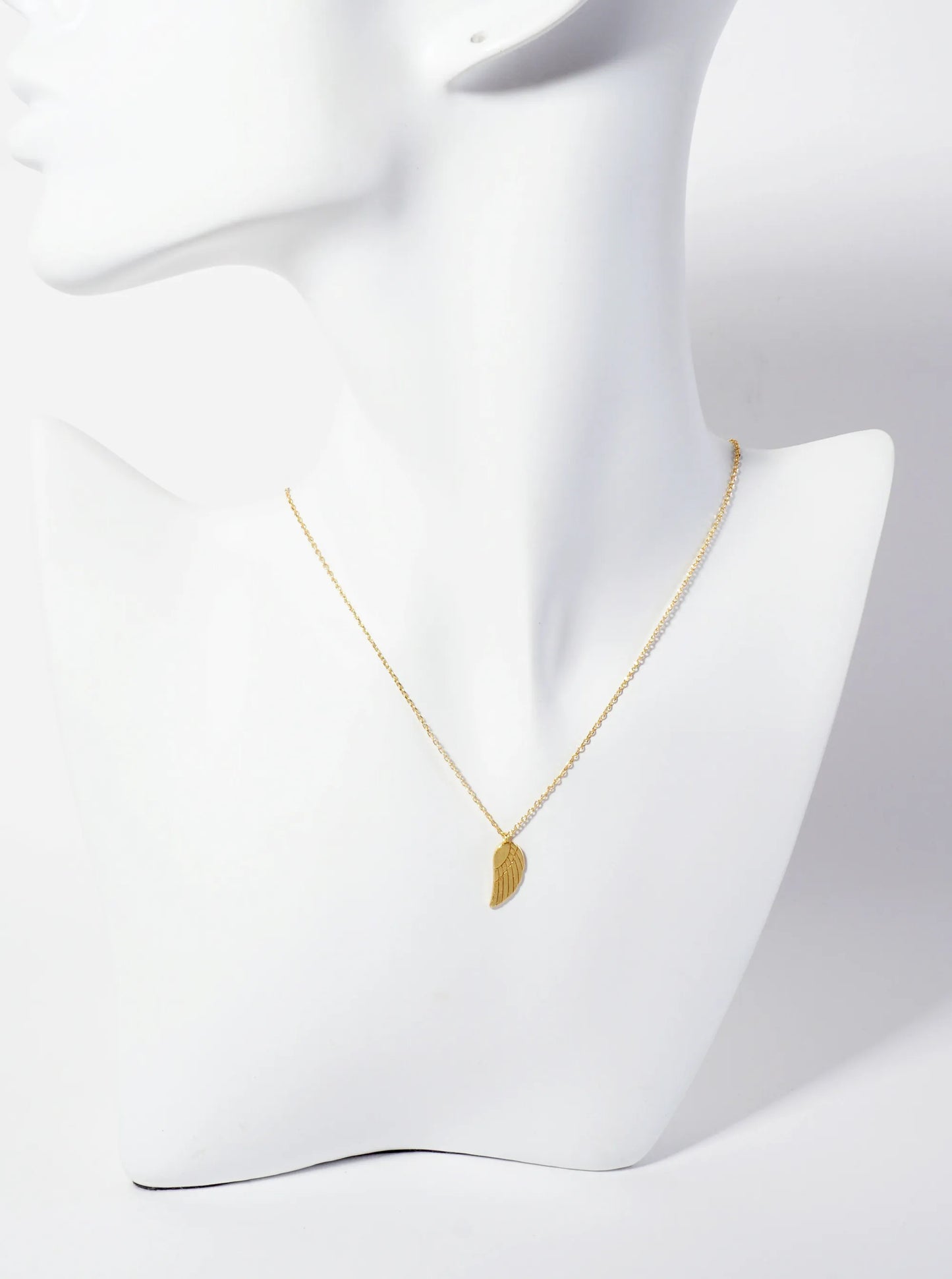 Religious-Theme 18K-Gold-Dipped Textured Angel Wing Pendant Necklace