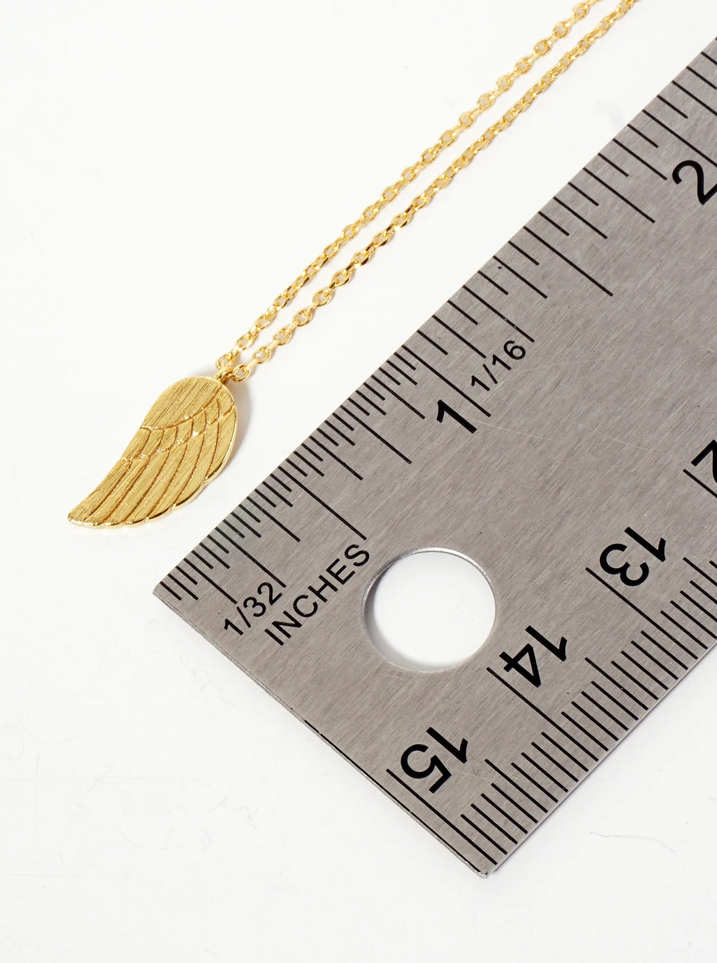 Religious-Theme 18K-Gold-Dipped Textured Angel Wing Pendant Necklace