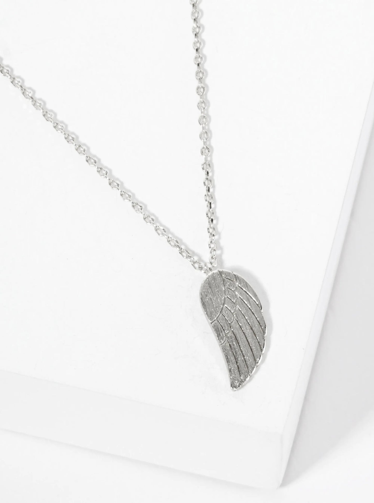 Religious-Theme 18K-Gold-Dipped Textured Angel Wing Pendant Necklace