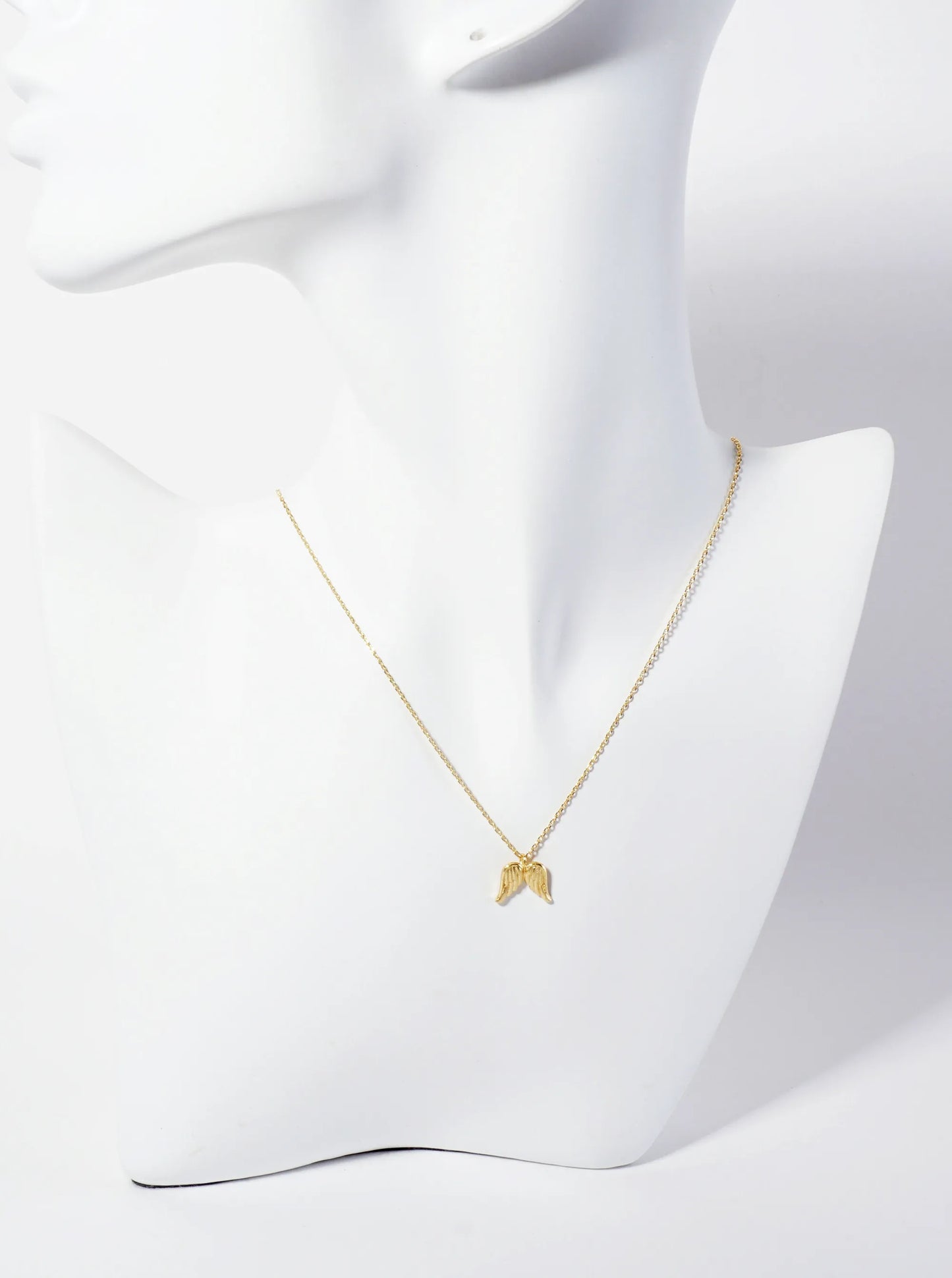 Religious-Theme 18K-Gold-Dipped Textured Angel Wings Pendant Necklace
