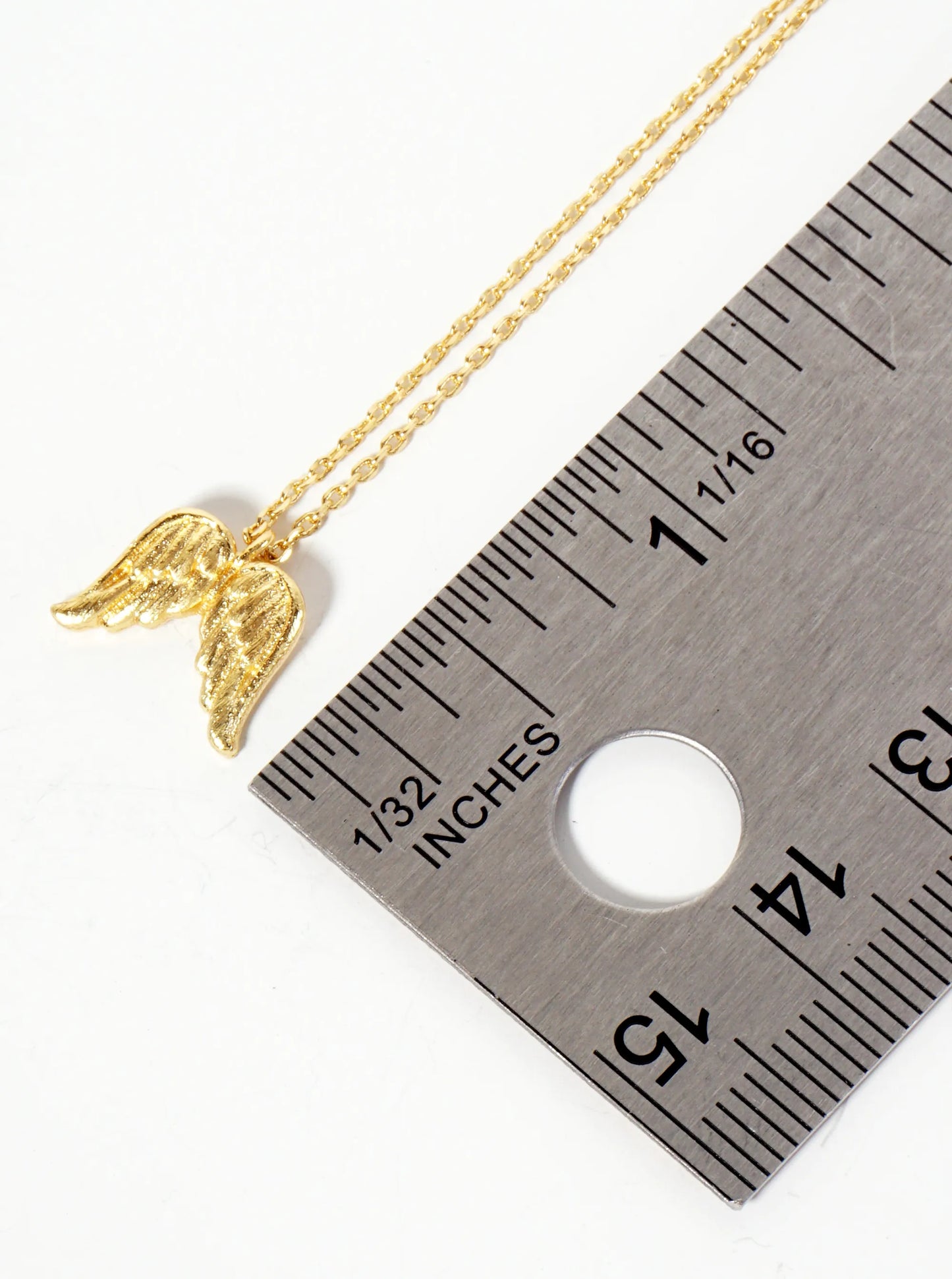 Religious-Theme 18K-Gold-Dipped Textured Angel Wings Pendant Necklace