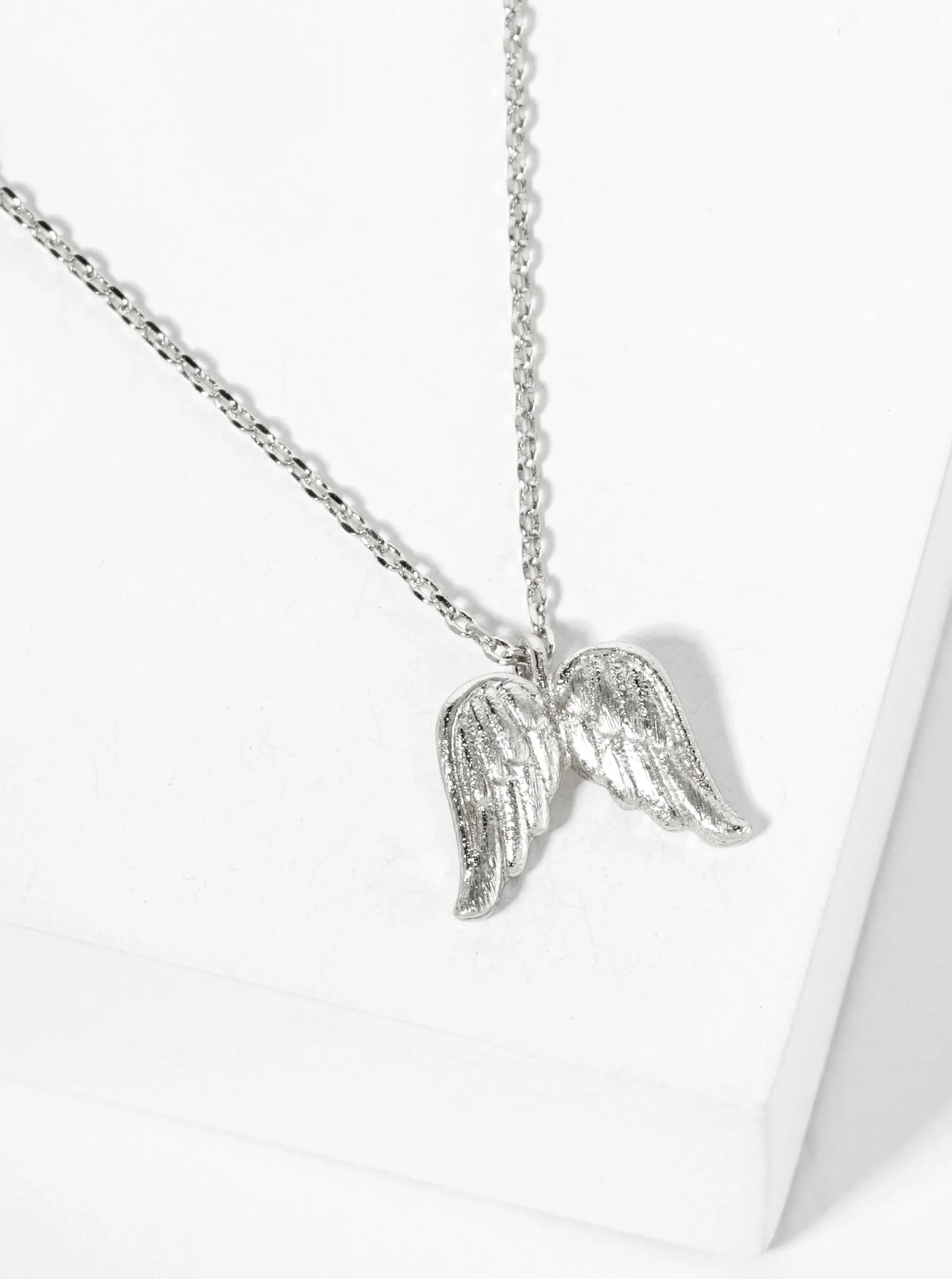 Religious-Theme 18K-Gold-Dipped Textured Angel Wings Pendant Necklace