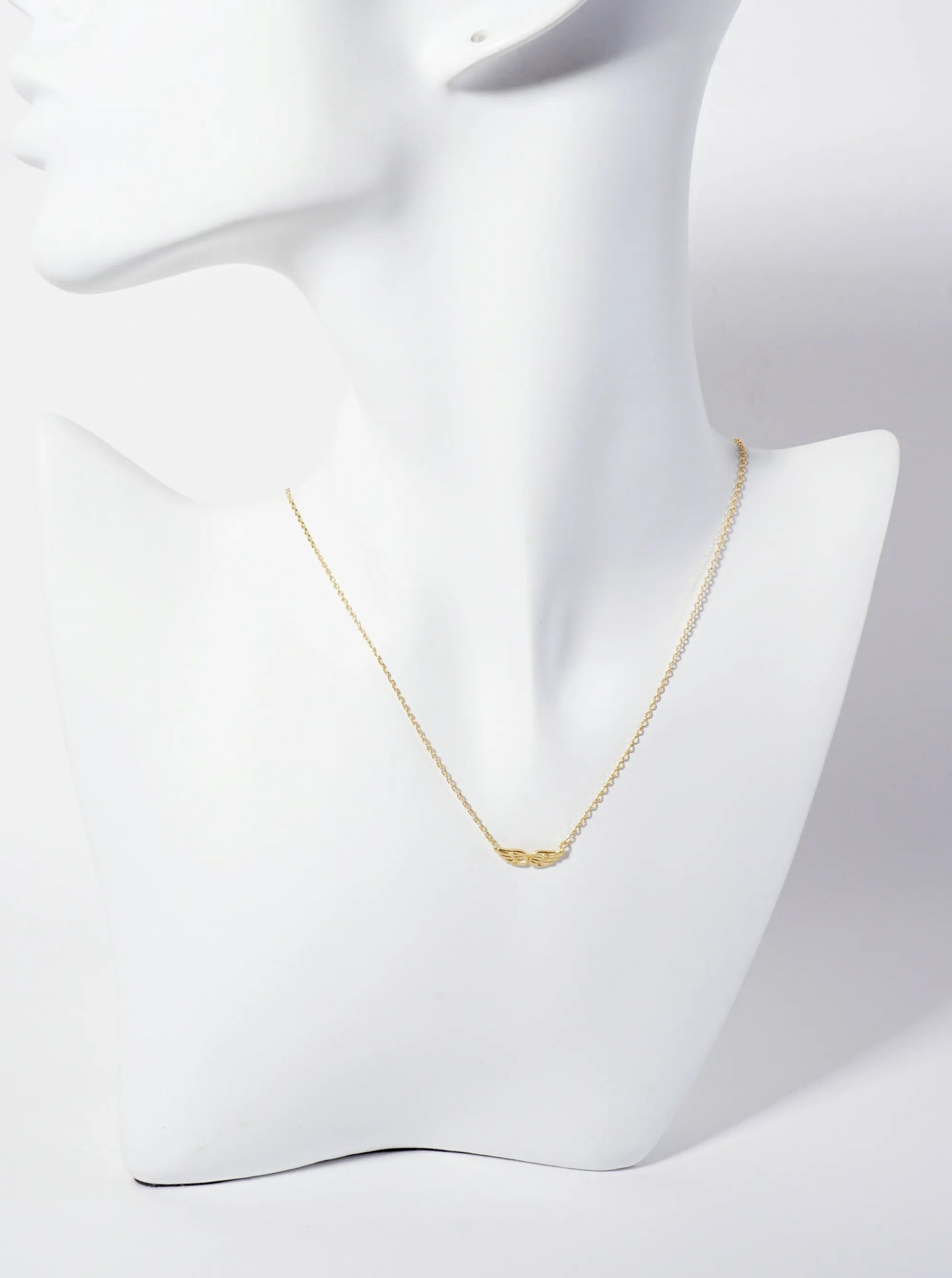 Religious-Theme 18K-Gold-Dipped Textured Angel Wings Pendant Necklace