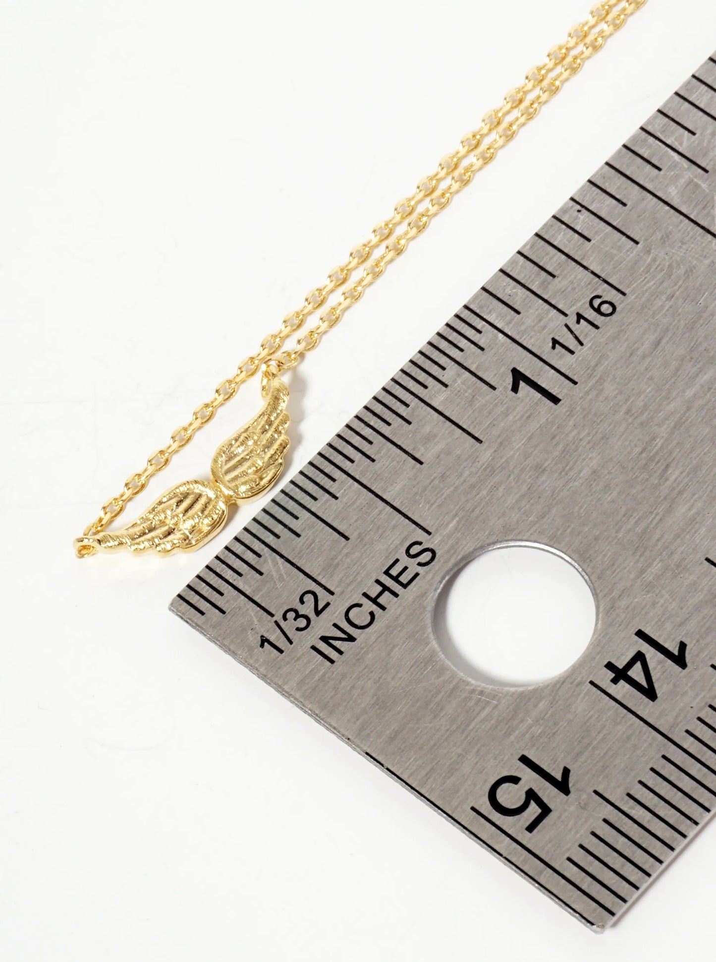 Religious-Theme 18K-Gold-Dipped Textured Angel Wings Pendant Necklace