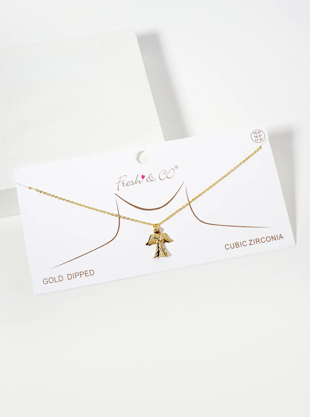 Religious-Theme CZ 18K-Gold-Dipped Praying Angel Pendant Necklace