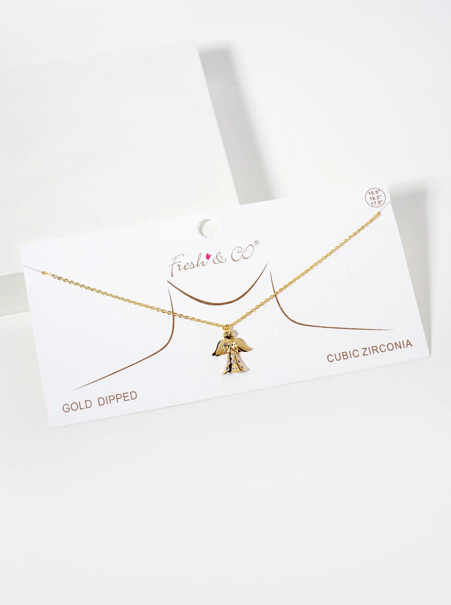 Religious-Theme CZ 18K-Gold-Dipped Praying Angel Pendant Necklace
