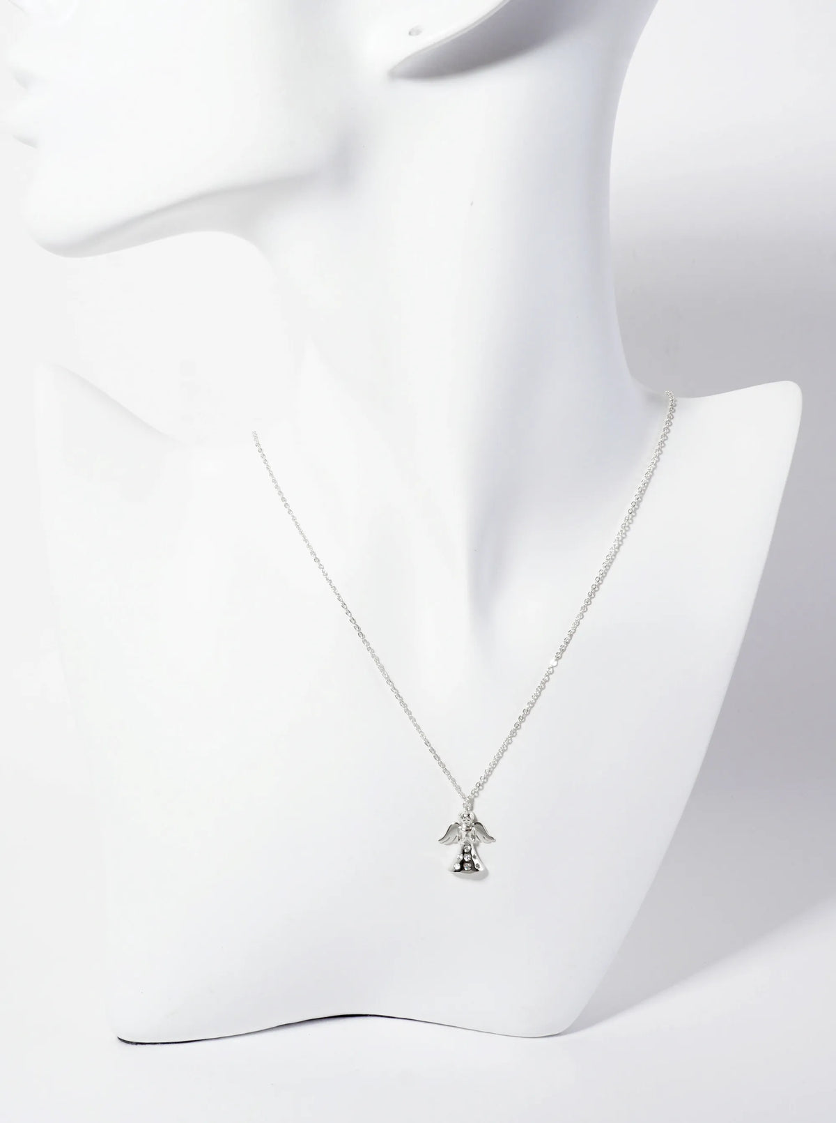 Religious-Theme CZ 18K-Gold-Dipped Praying Angel Pendant Necklace