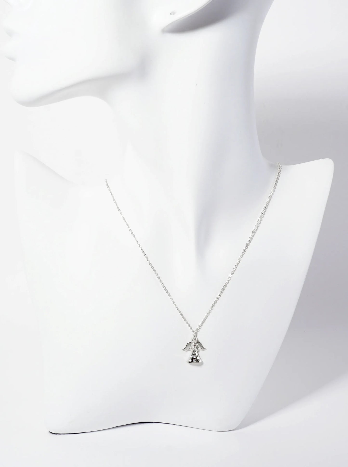 Religious-Theme CZ 18K-Gold-Dipped Praying Angel Pendant Necklace