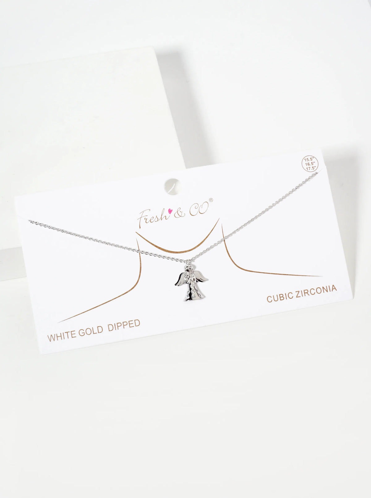 Religious-Theme CZ 18K-Gold-Dipped Praying Angel Pendant Necklace