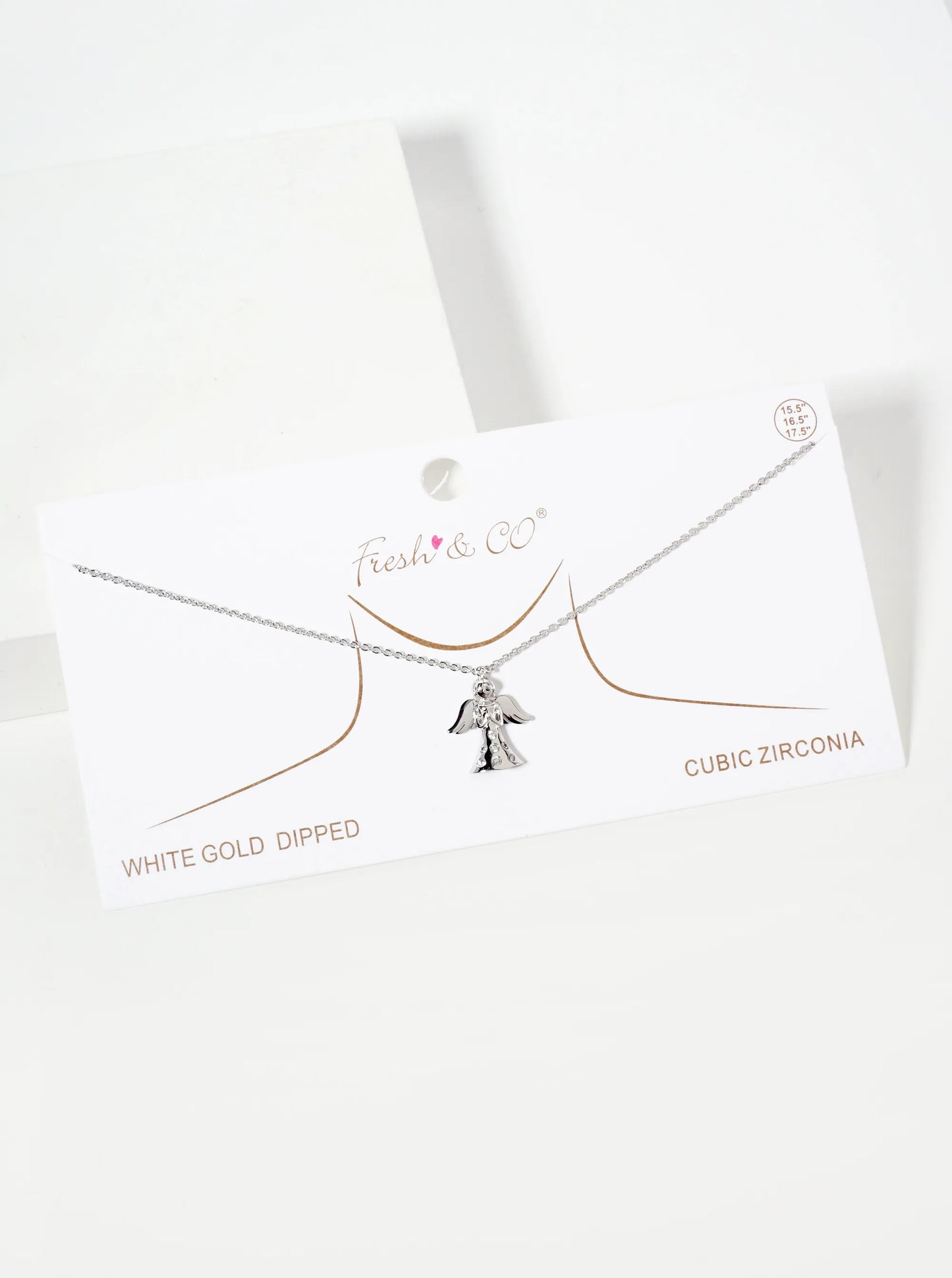 Religious-Theme CZ 18K-Gold-Dipped Praying Angel Pendant Necklace