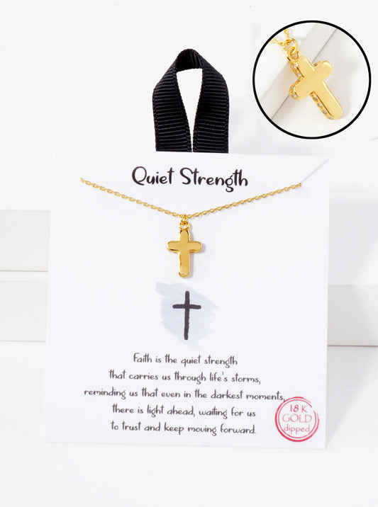 Religious-Theme Cross CZ-Stones Set-on-the-Sides Pendant Hypoallergenic 18K-Gold-Dipped Necklace