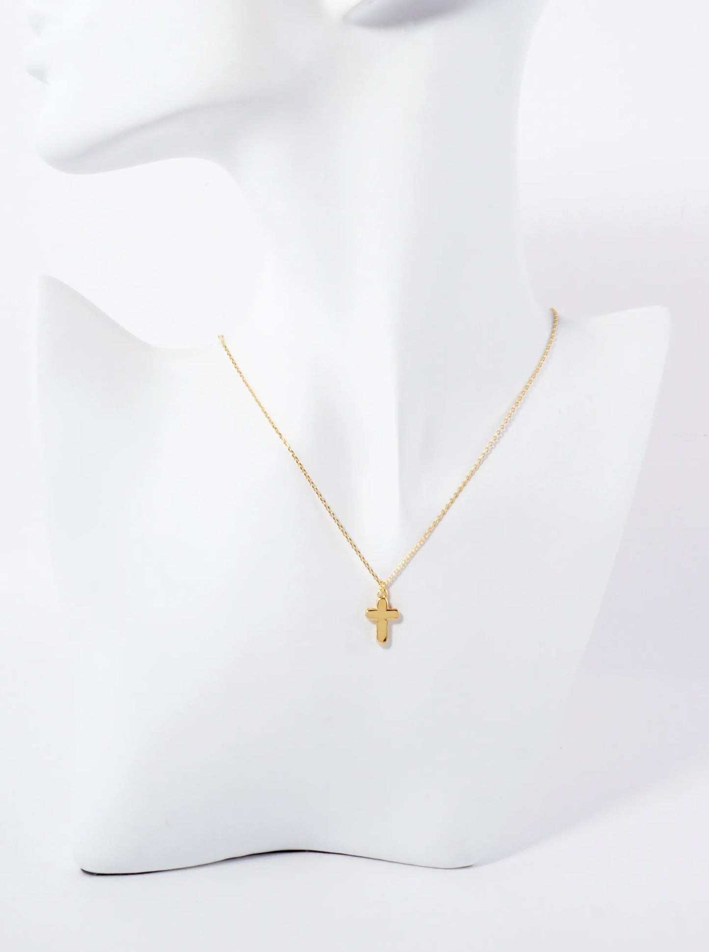 Religious-Theme Cross CZ-Stones Set-on-the-Sides Pendant Hypoallergenic 18K-Gold-Dipped Necklace
