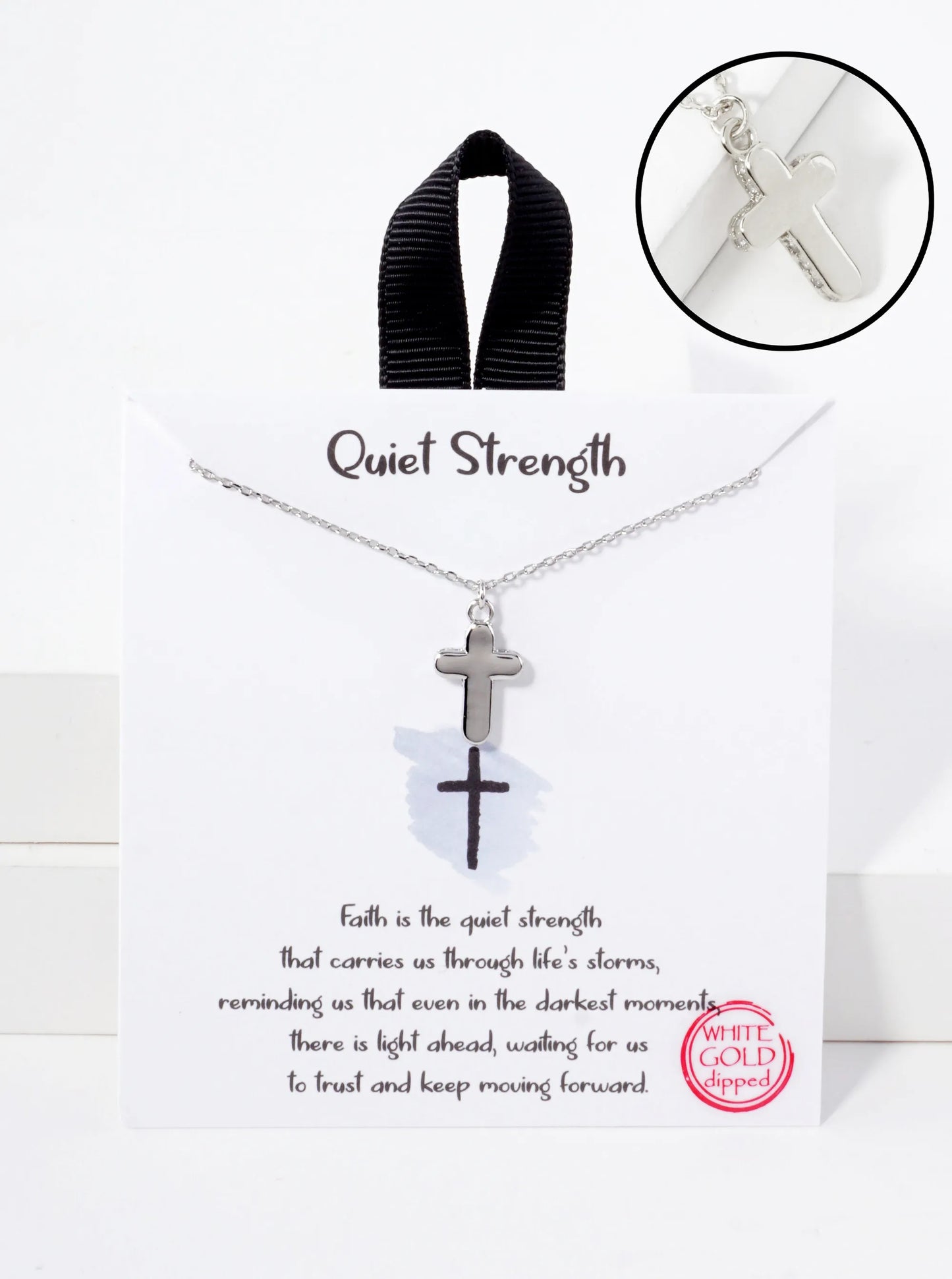 Religious-Theme Cross CZ-Stones Set-on-the-Sides Pendant Hypoallergenic 18K-Gold-Dipped Necklace