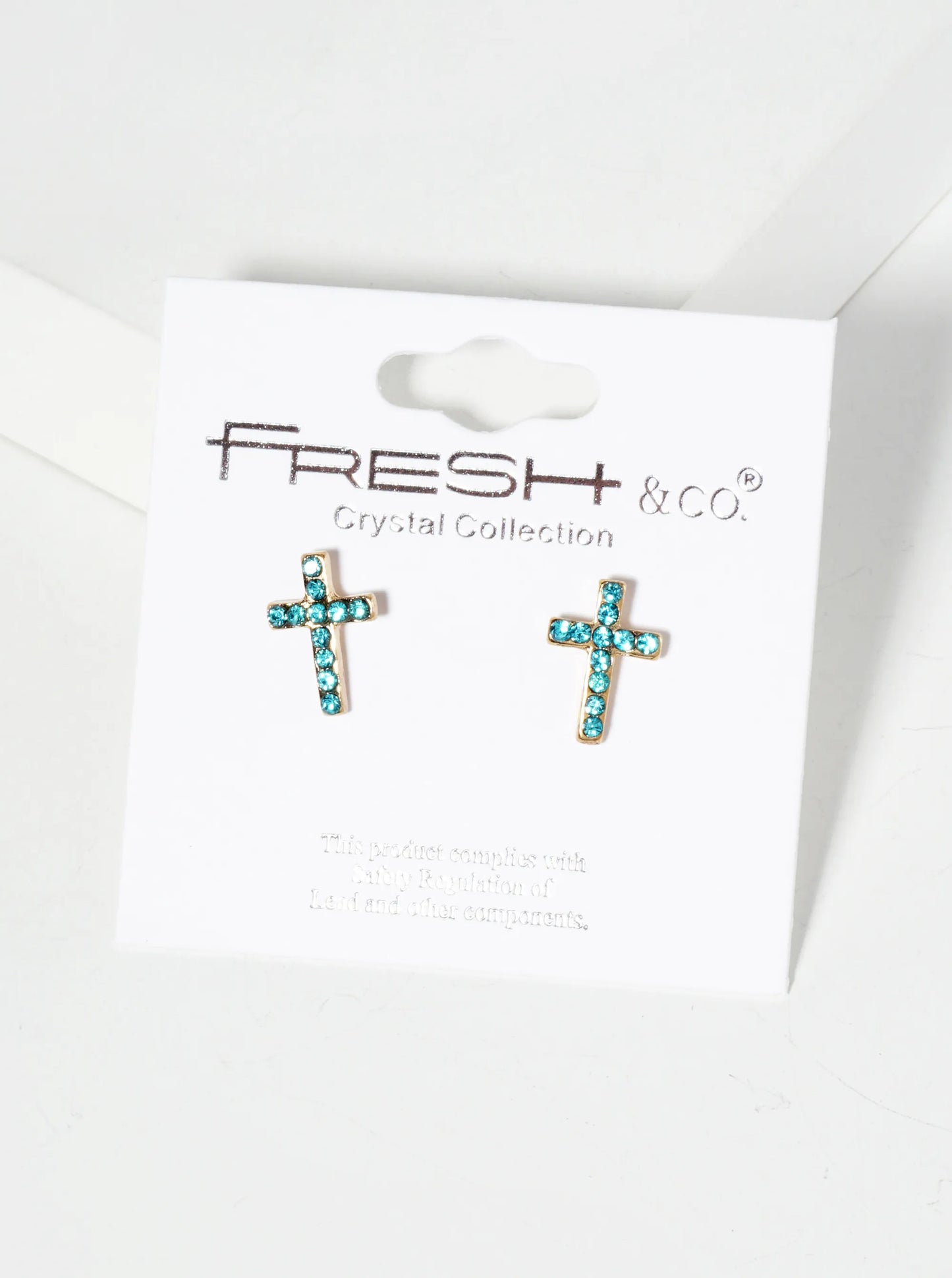 Religious-Theme Crystal-Pave 12mm Cross Stud Earrings