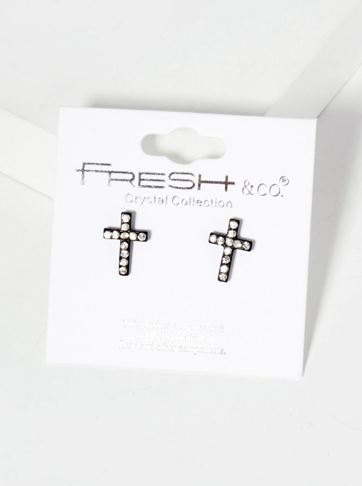 Religious-Theme Crystal-Pave 12mm Cross Stud Earrings