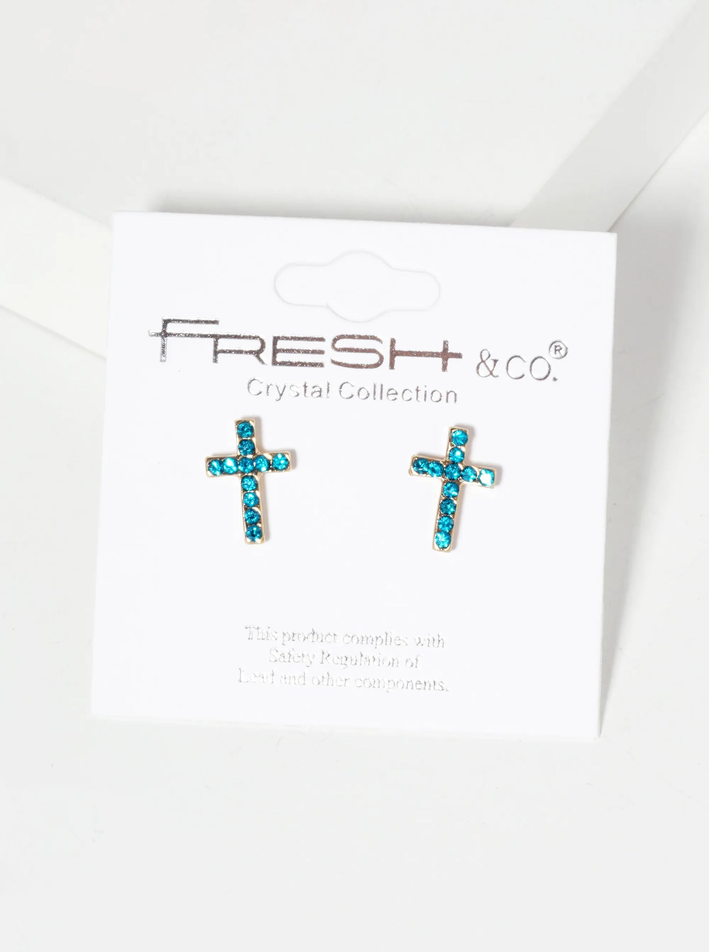 Religious-Theme Crystal-Pave 12mm Cross Stud Earrings