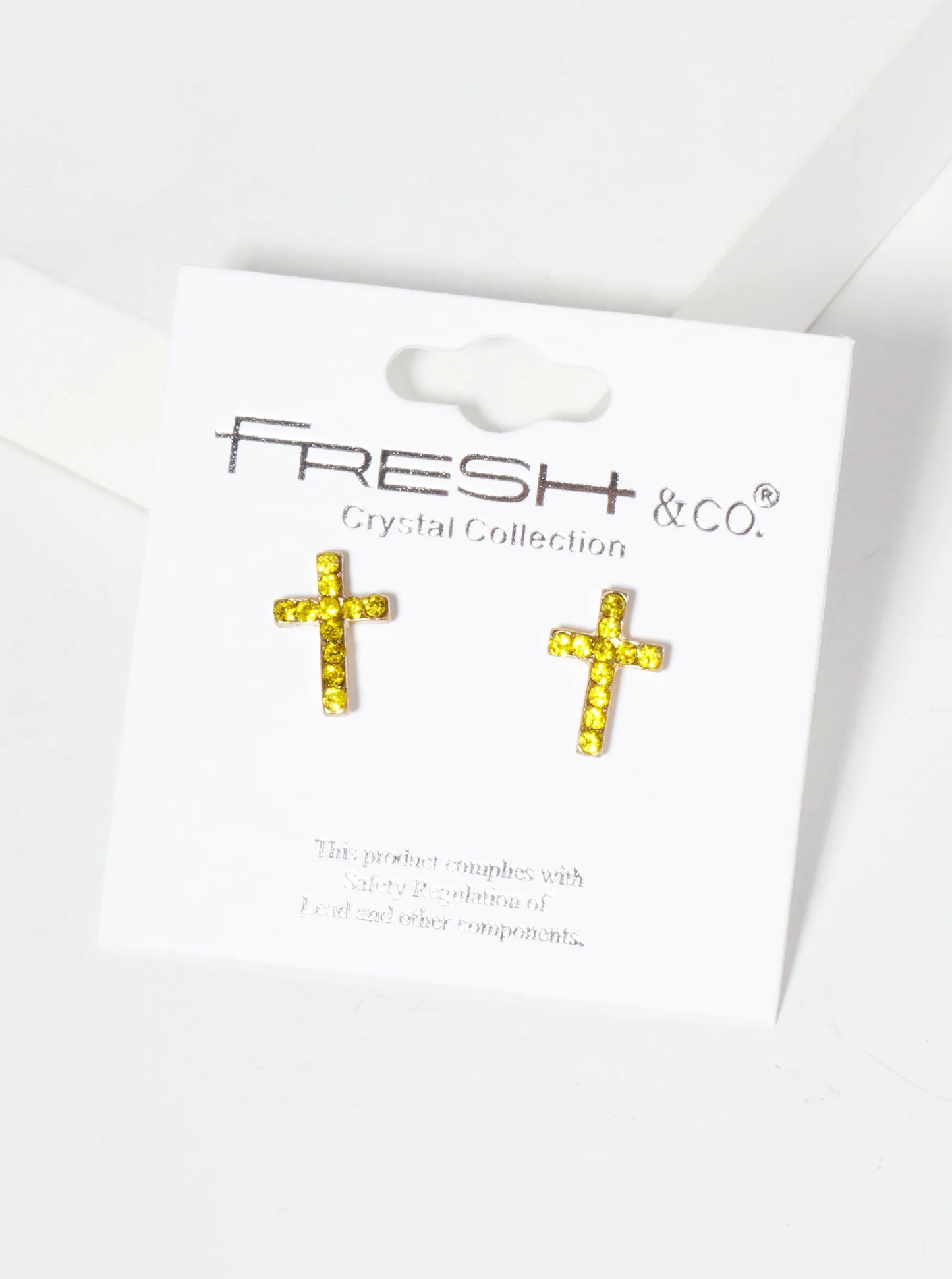 Religious-Theme Crystal-Pave 12mm Cross Stud Earrings