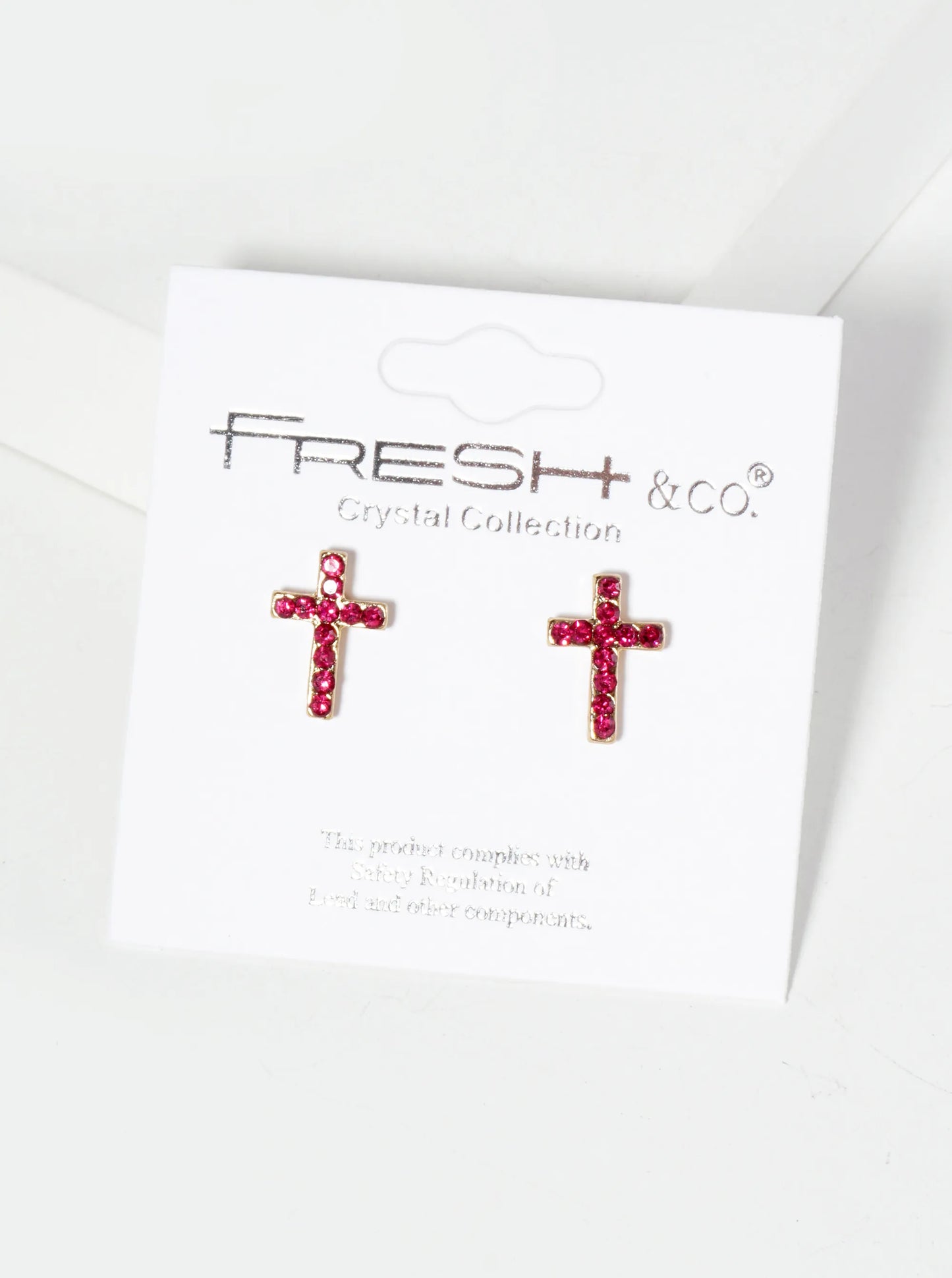 Religious-Theme Crystal-Pave 12mm Cross Stud Earrings
