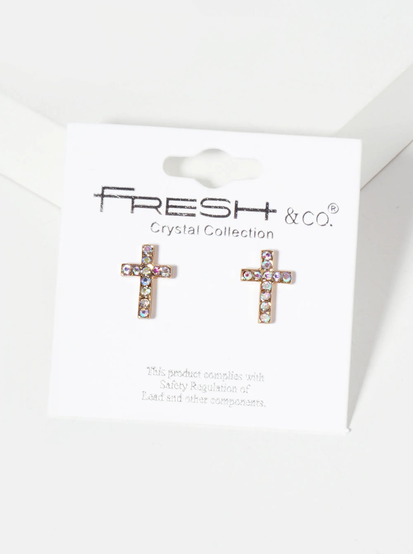 Religious-Theme Crystal-Pave 12mm Cross Stud Earrings