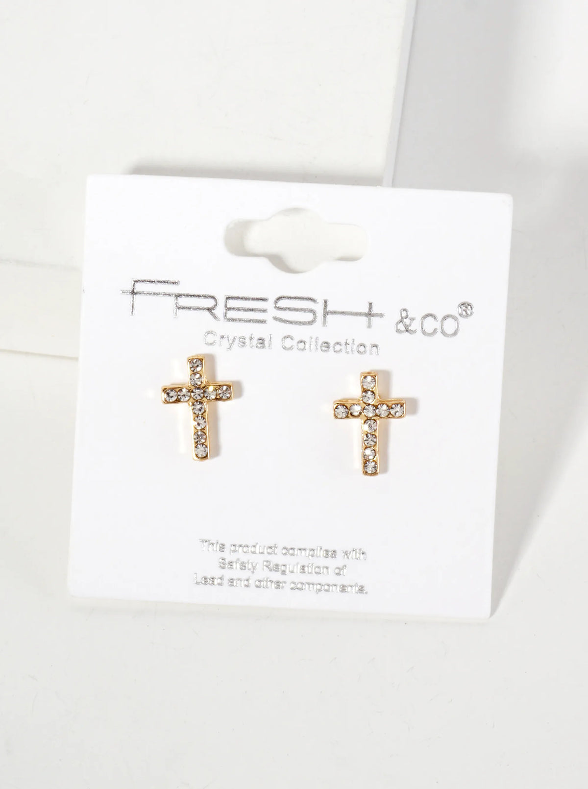 Religious-Theme Crystal-Pave 12mm Cross Stud Earrings