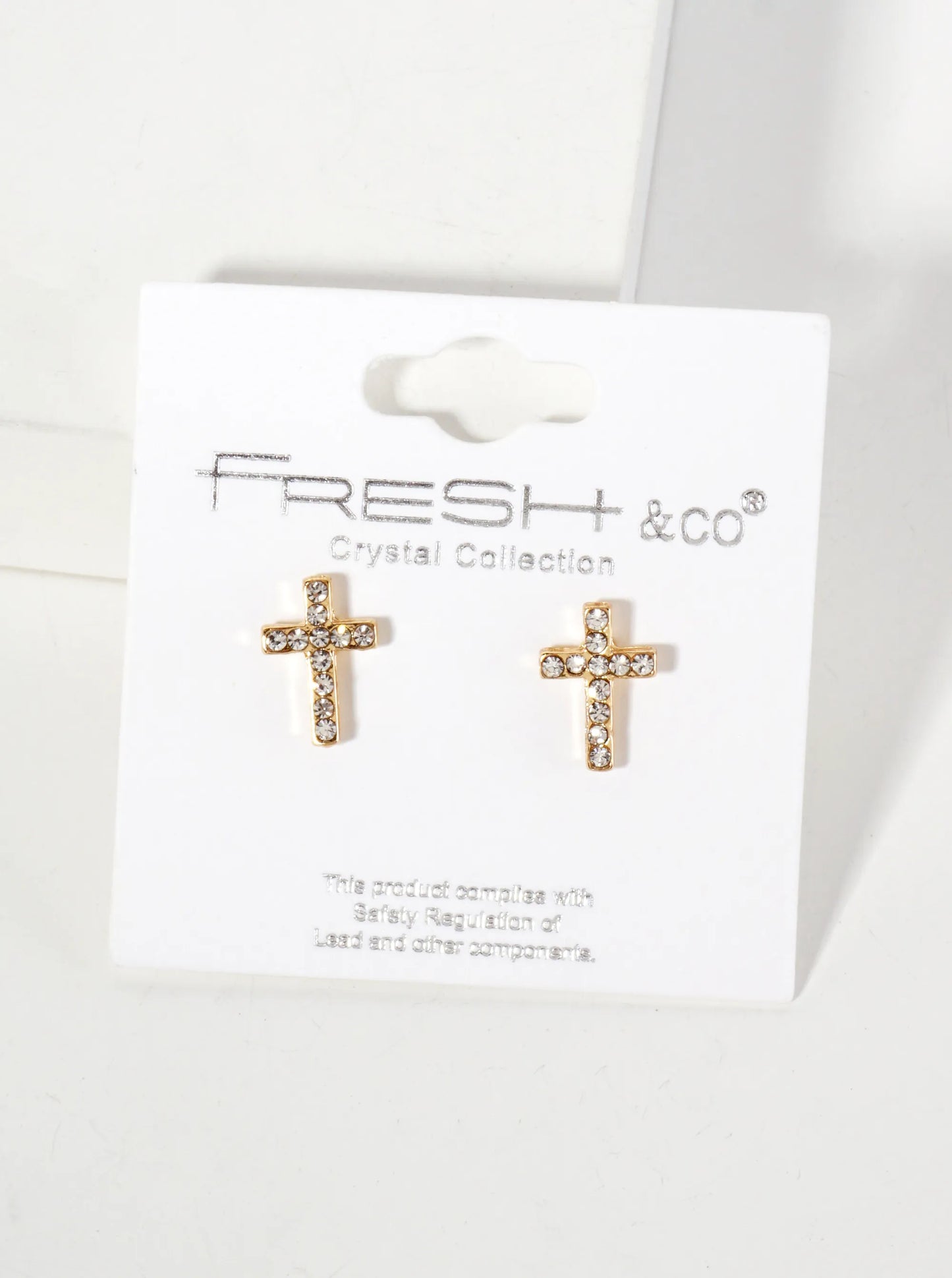 Religious-Theme Crystal-Pave 12mm Cross Stud Earrings