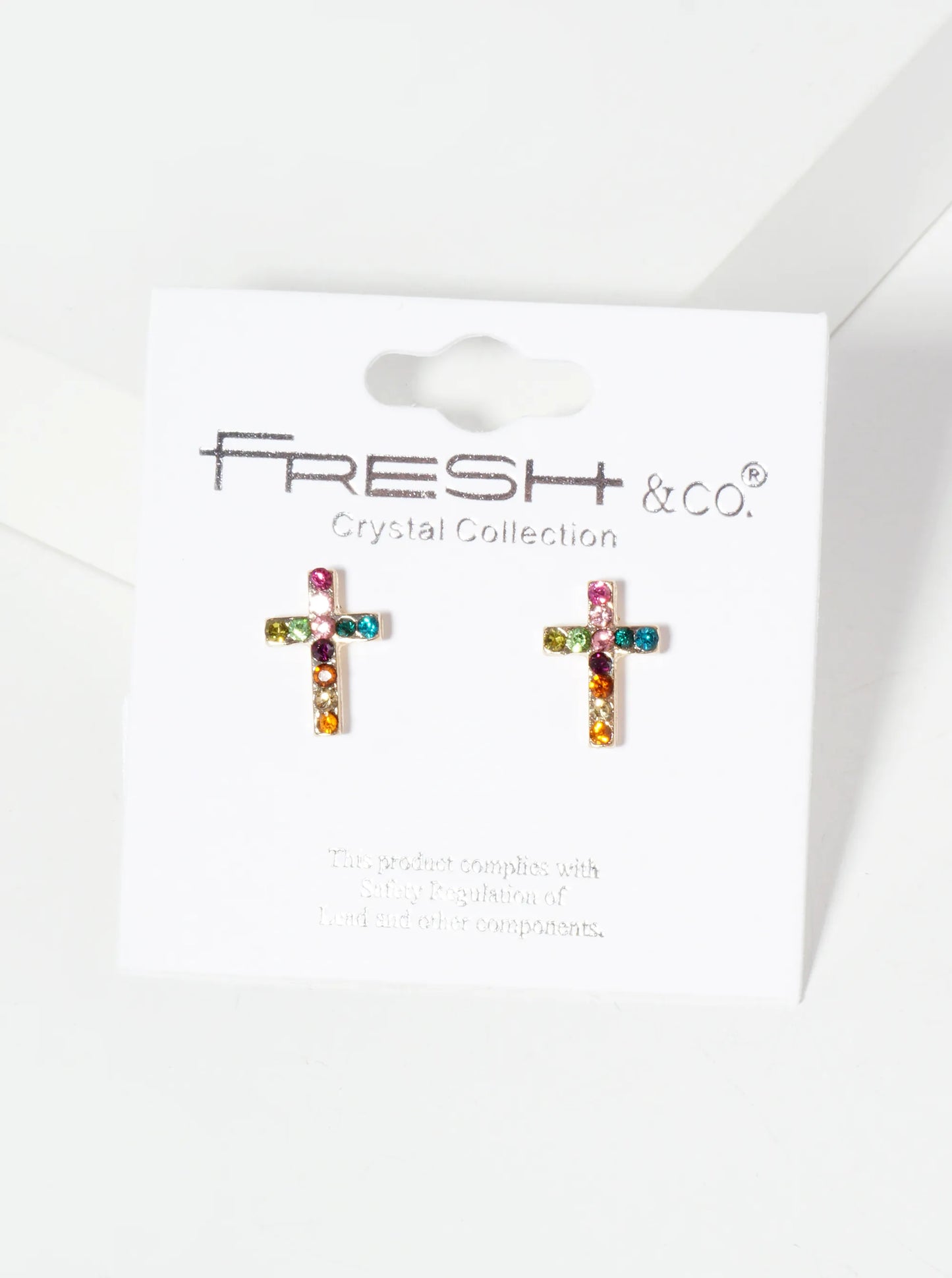 Religious-Theme Crystal-Pave 12mm Cross Stud Earrings