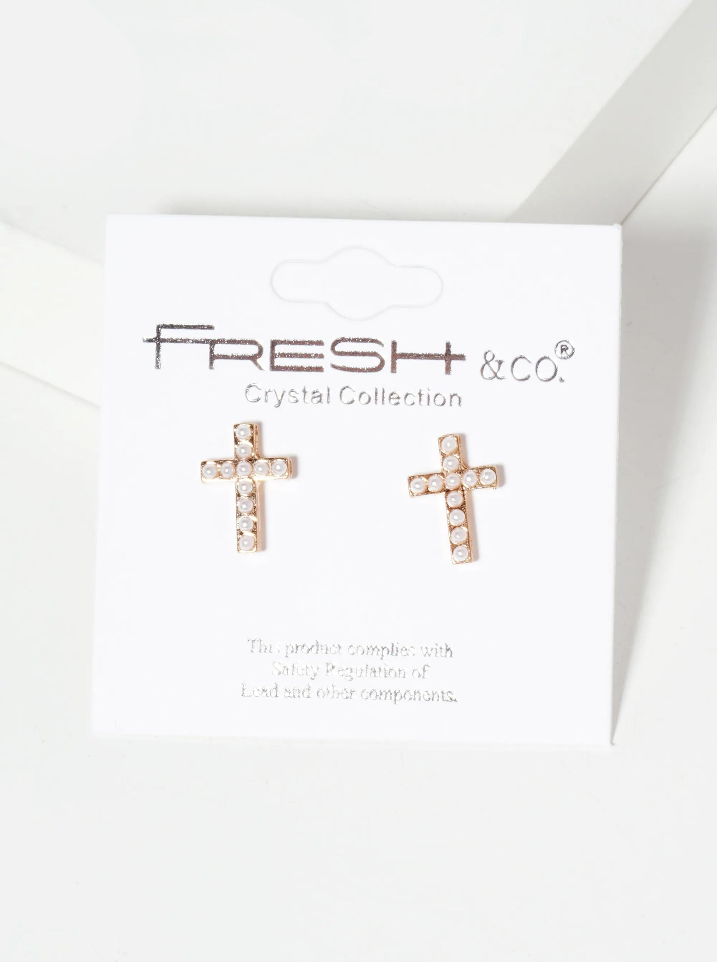 Religious-Theme Crystal-Pave 12mm Cross Stud Earrings