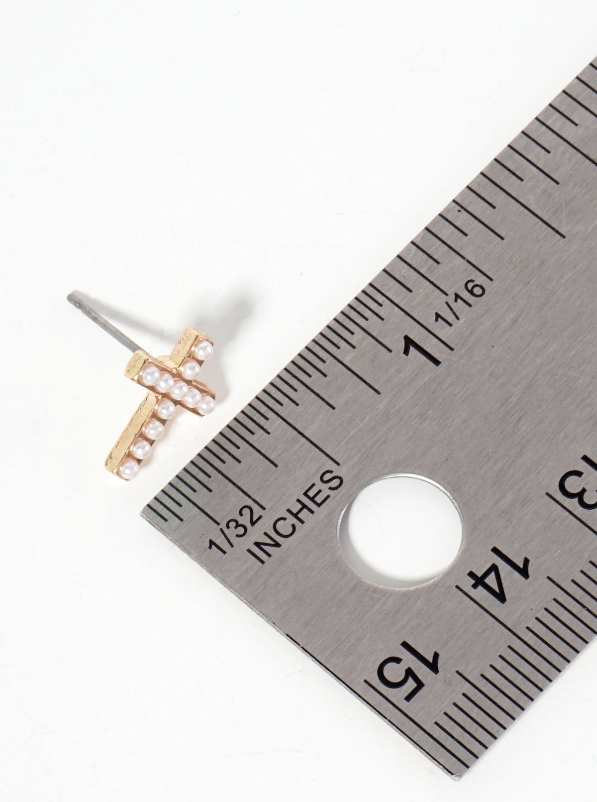 Religious-Theme Crystal-Pave 12mm Cross Stud Earrings