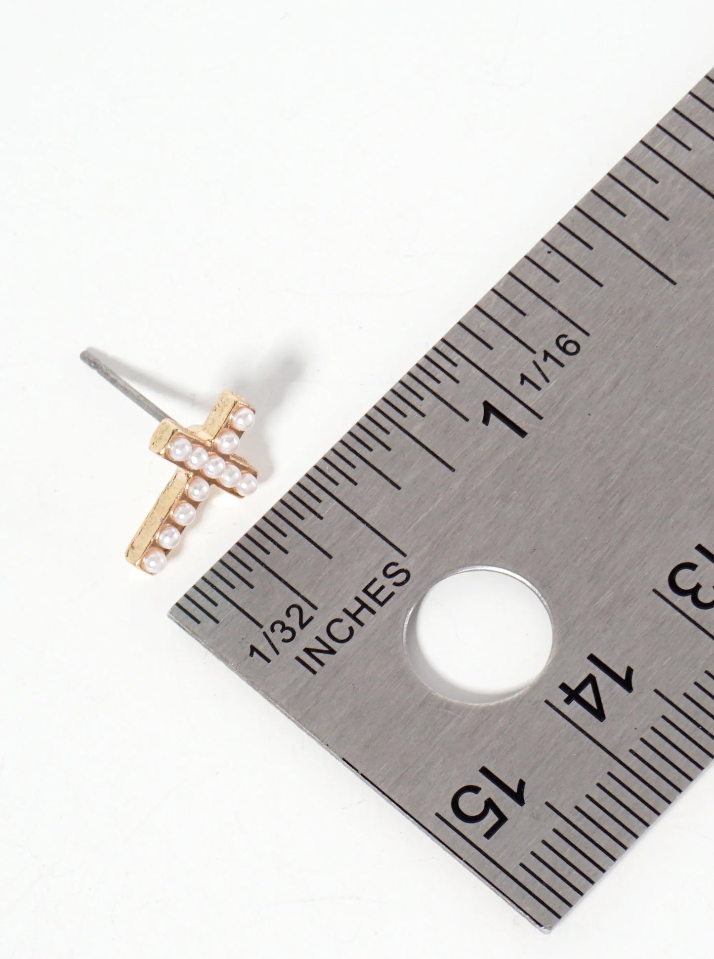 Religious-Theme Crystal-Pave 12mm Cross Stud Earrings