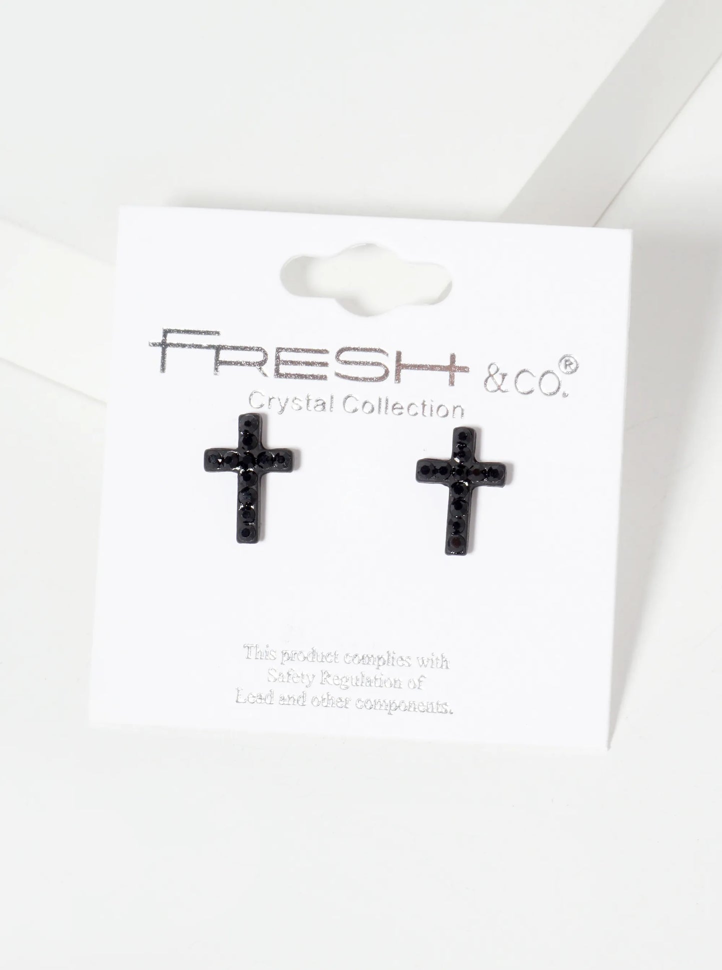 Religious-Theme Crystal-Pave 12mm Cross Stud Earrings