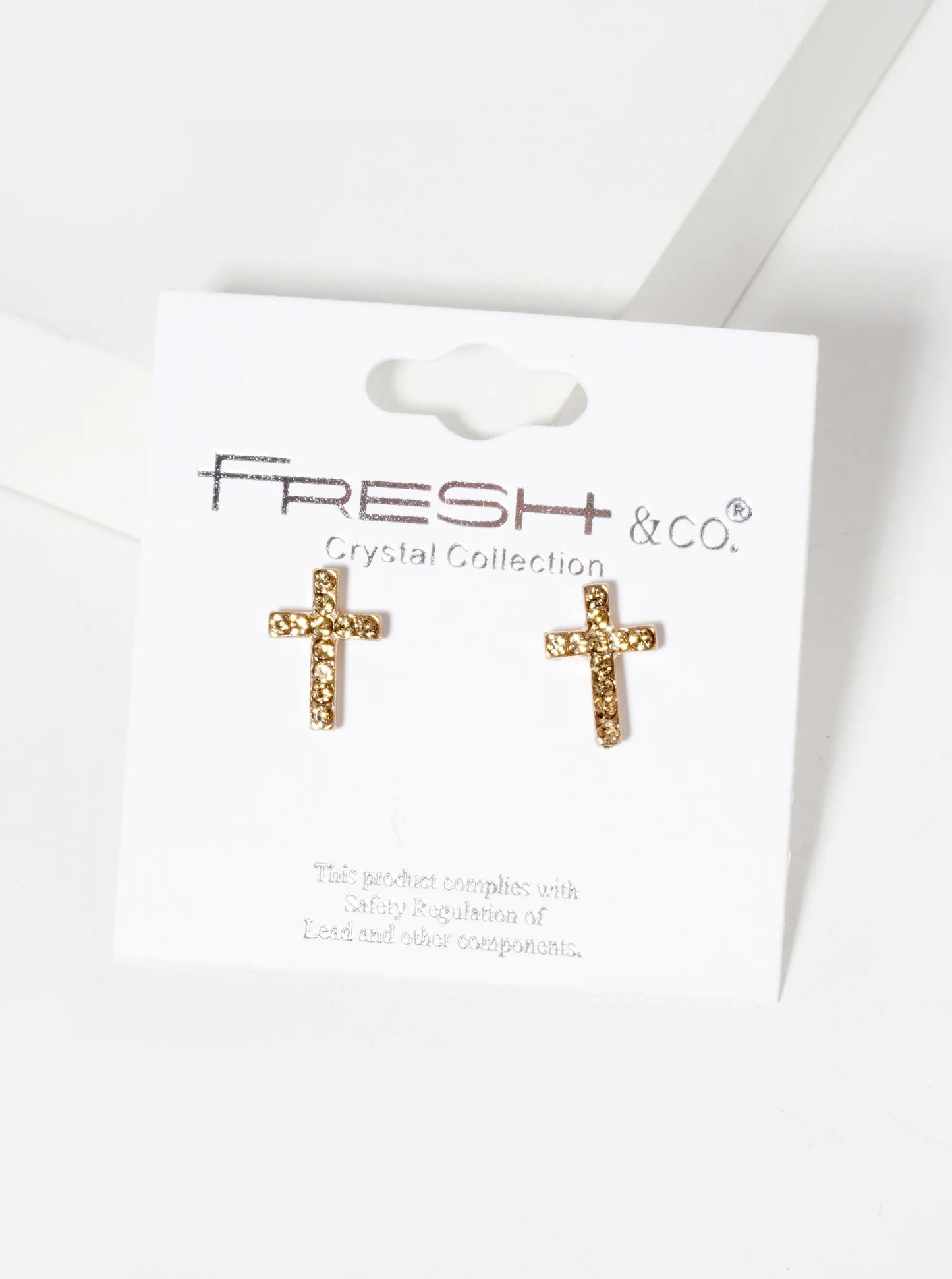 Religious-Theme Crystal-Pave 12mm Cross Stud Earrings