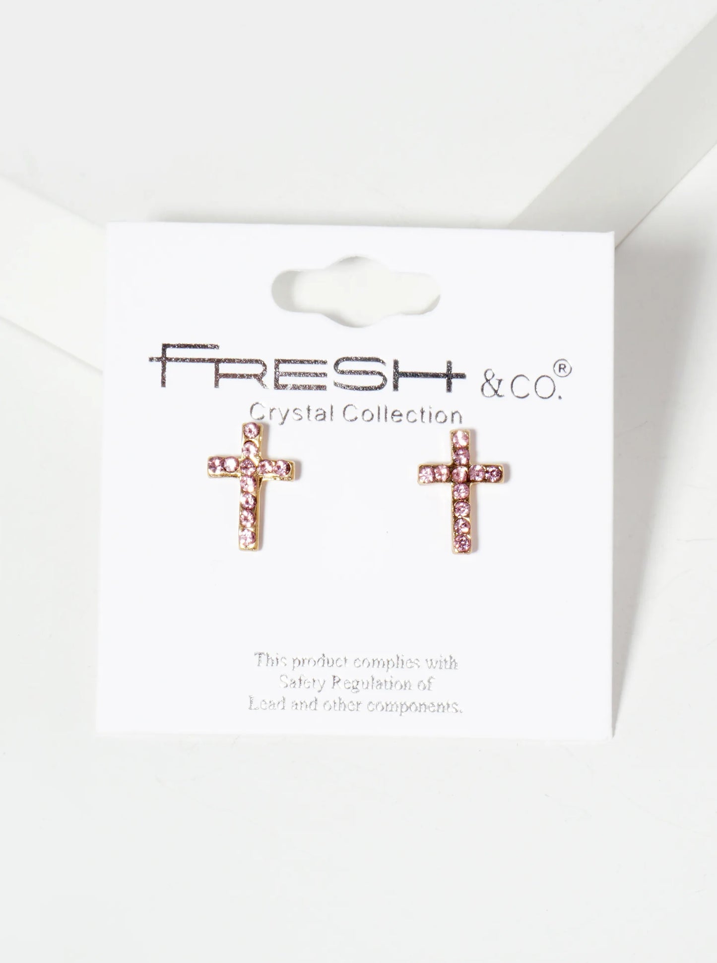 Religious-Theme Crystal-Pave 12mm Cross Stud Earrings