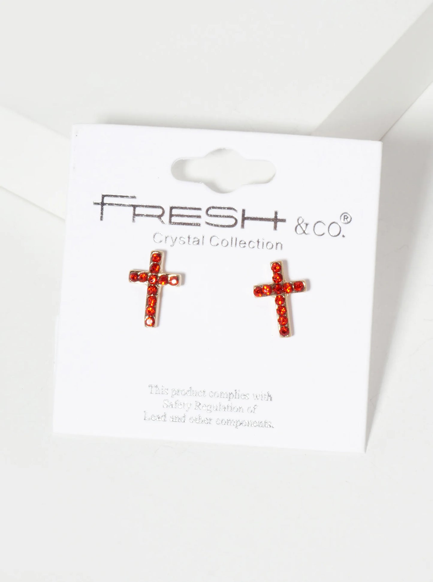 Religious-Theme Crystal-Pave 12mm Cross Stud Earrings