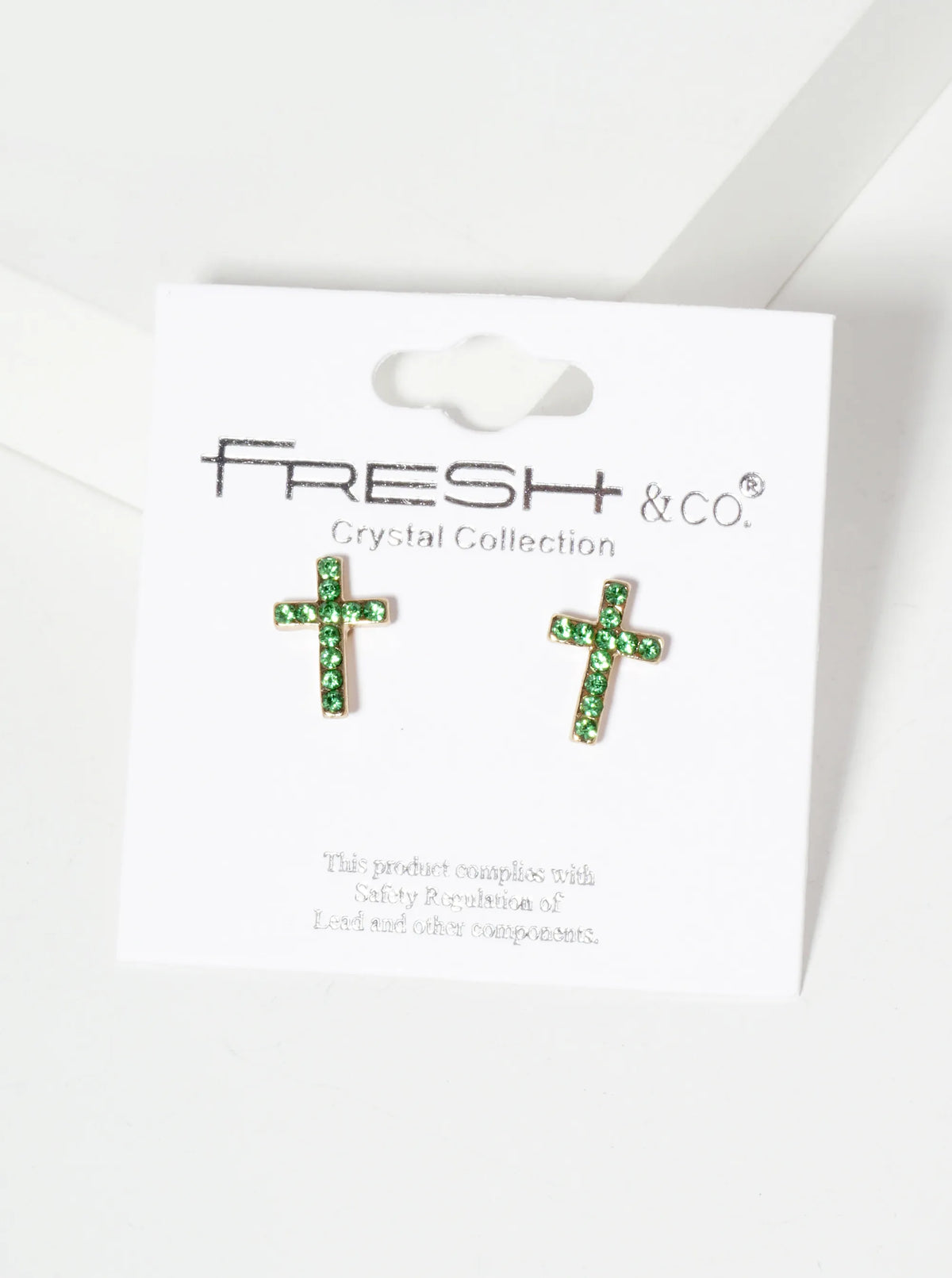 Religious-Theme Crystal-Pave 12mm Cross Stud Earrings