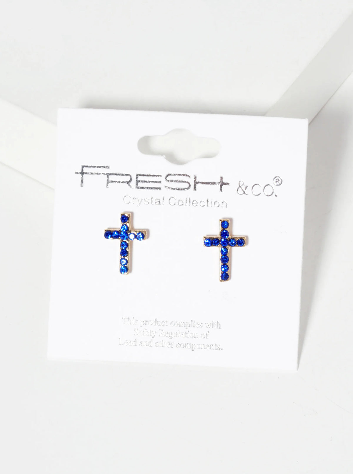Religious-Theme Crystal-Pave 12mm Cross Stud Earrings