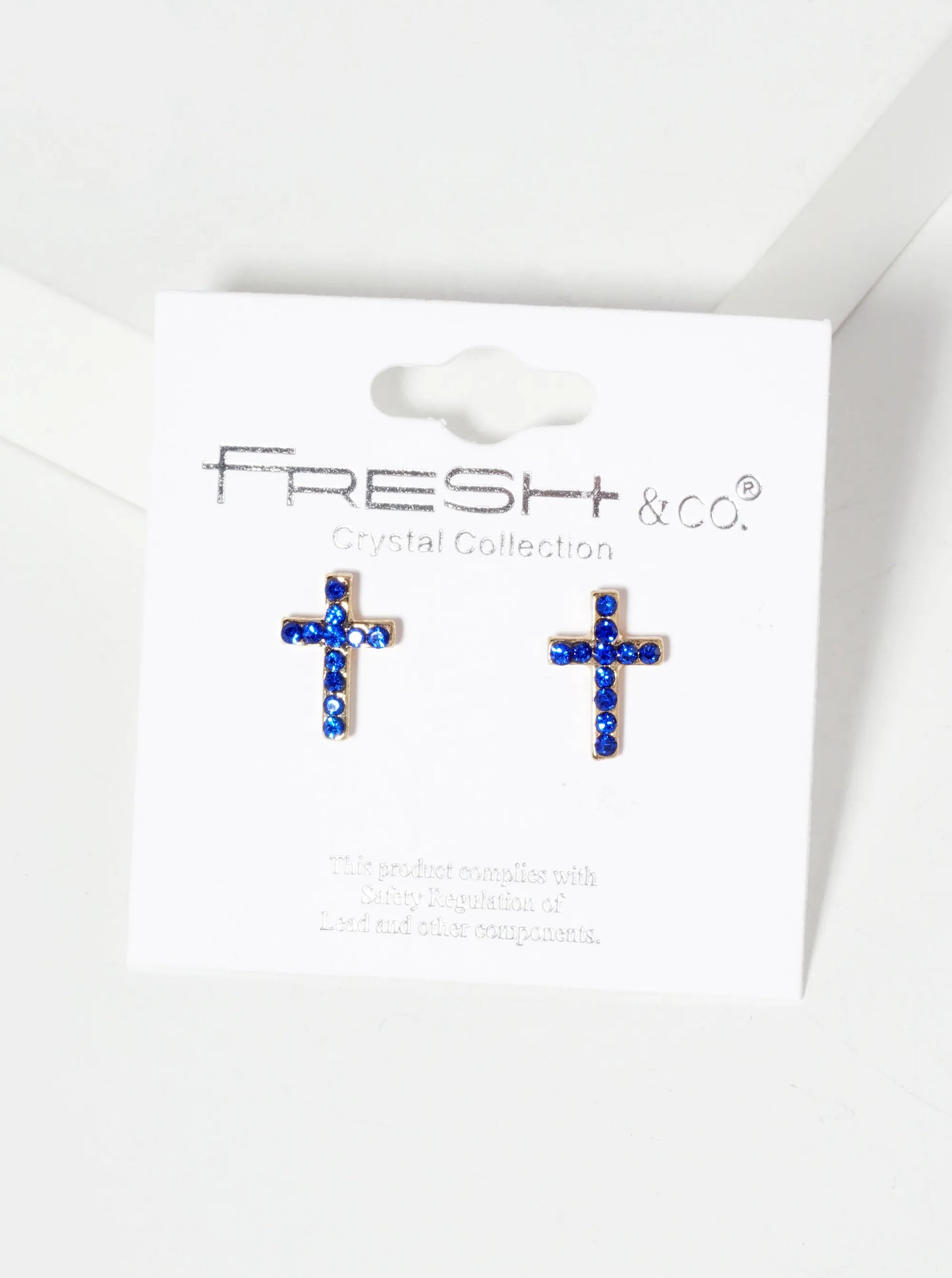 Religious-Theme Crystal-Pave 12mm Cross Stud Earrings