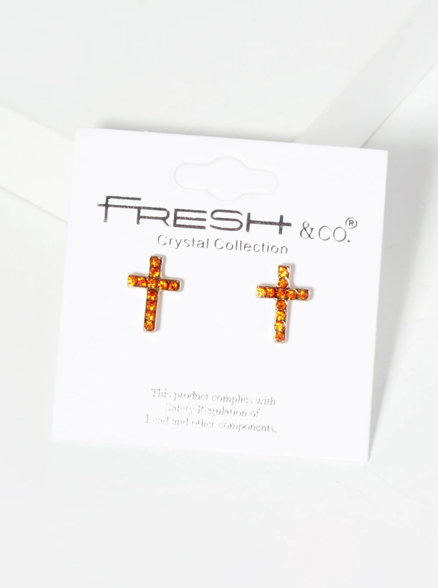 Religious-Theme Crystal-Pave 12mm Cross Stud Earrings