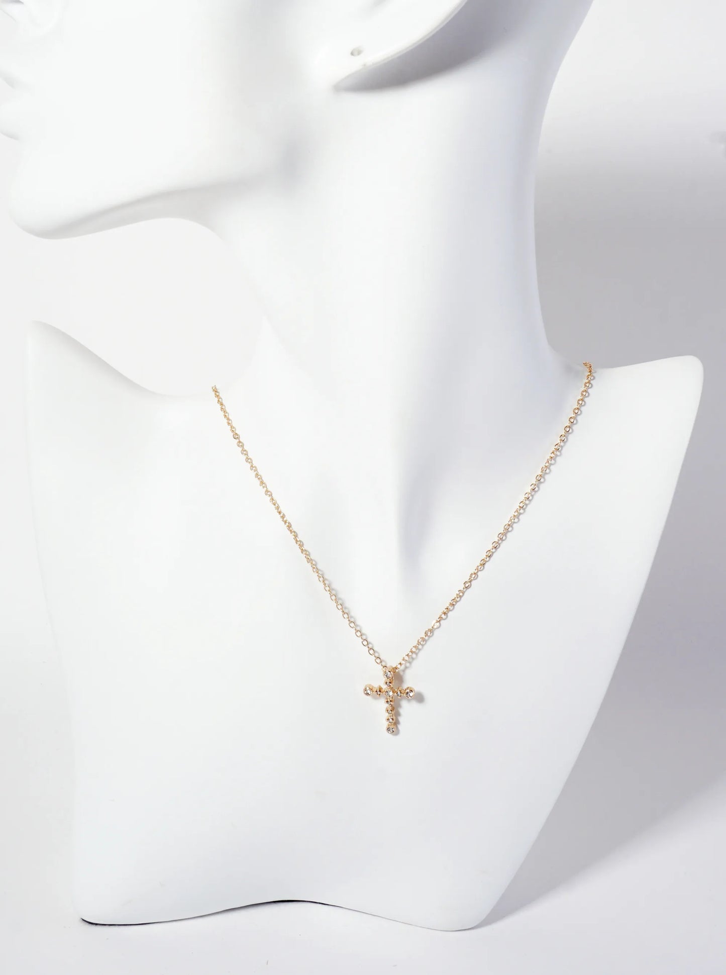 Religious-Theme Crystal-Pave 19mm Cross Pendant Necklace