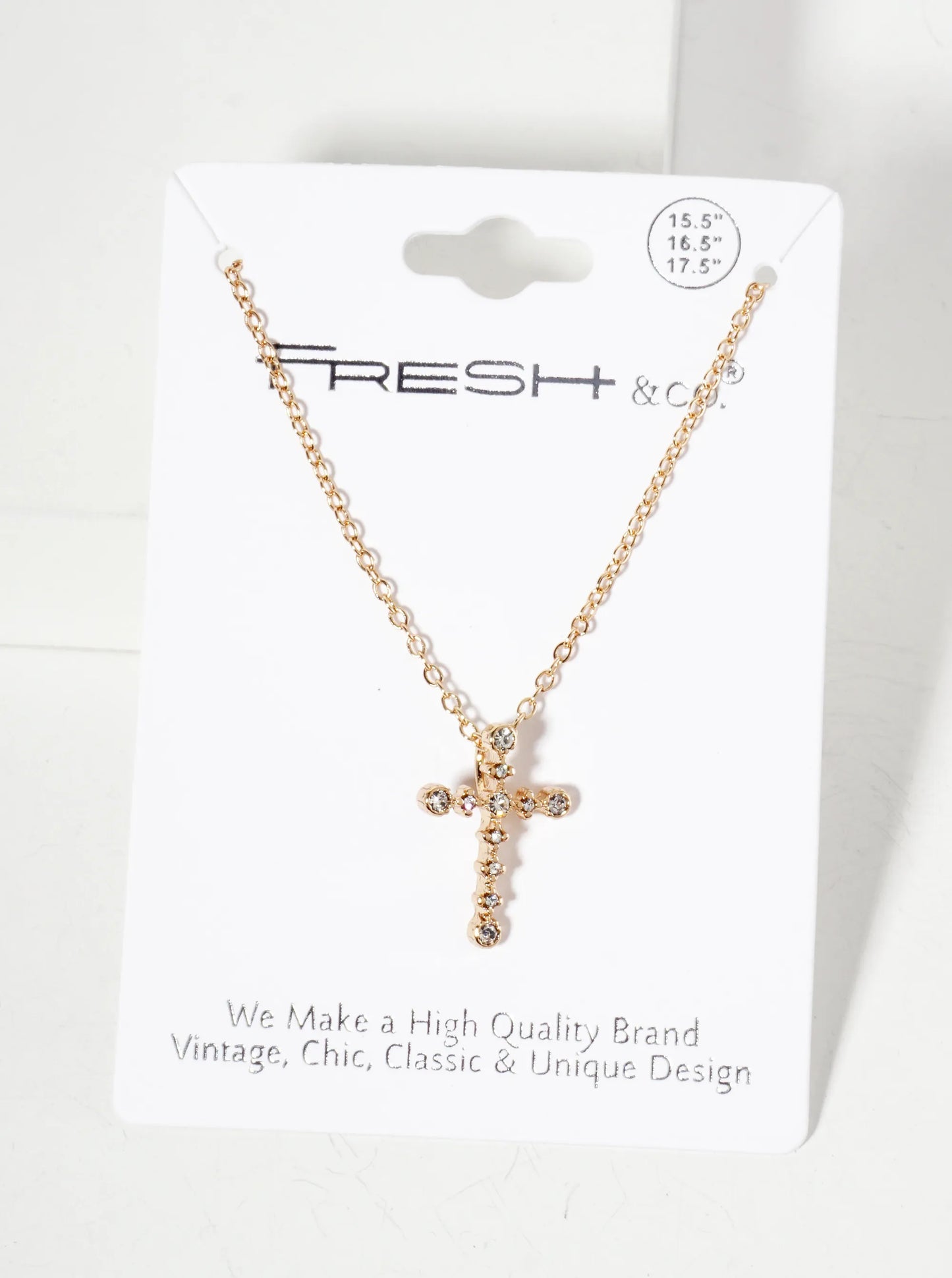 Religious-Theme Crystal-Pave 19mm Cross Pendant Necklace