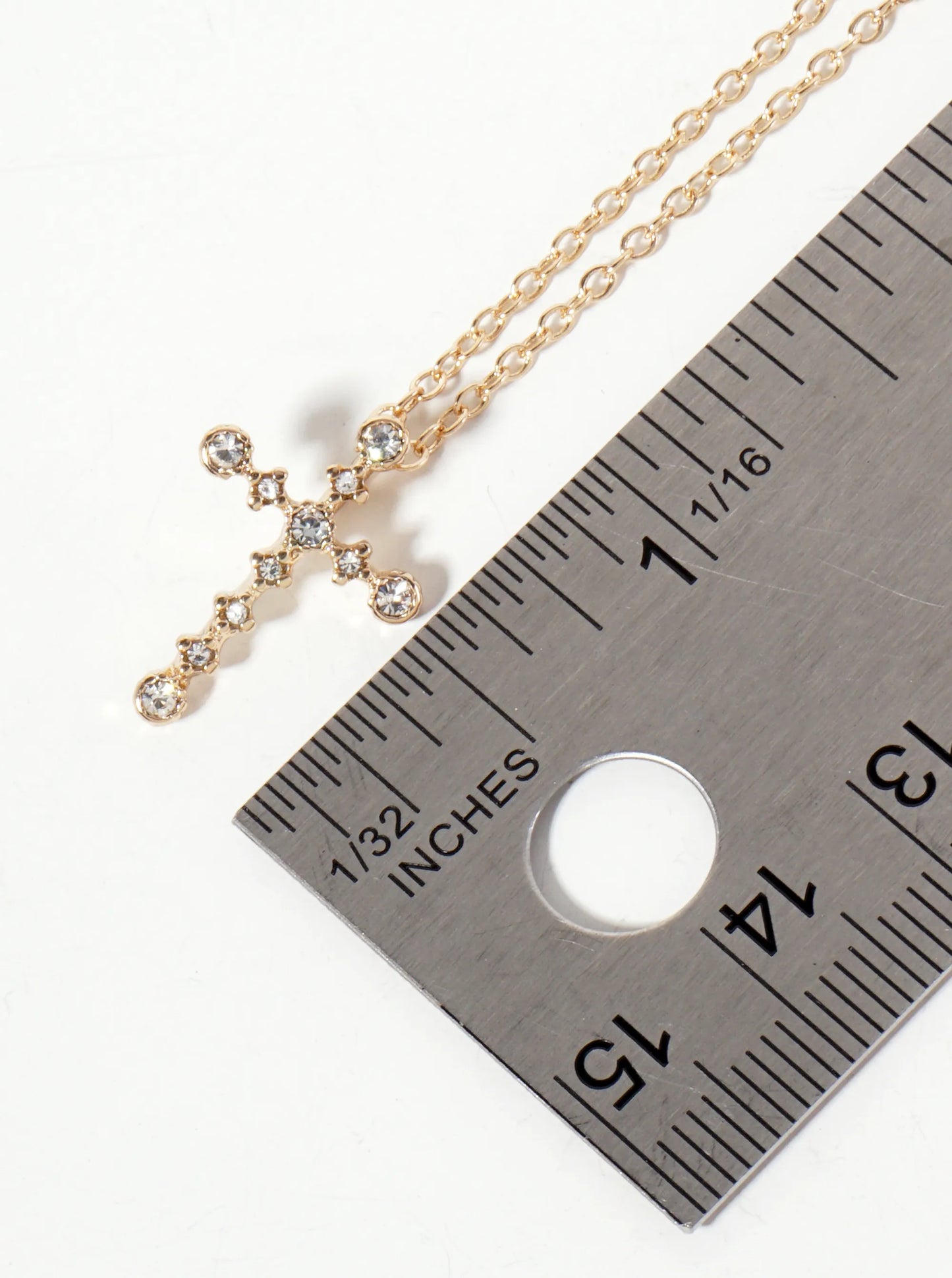 Religious-Theme Crystal-Pave 19mm Cross Pendant Necklace