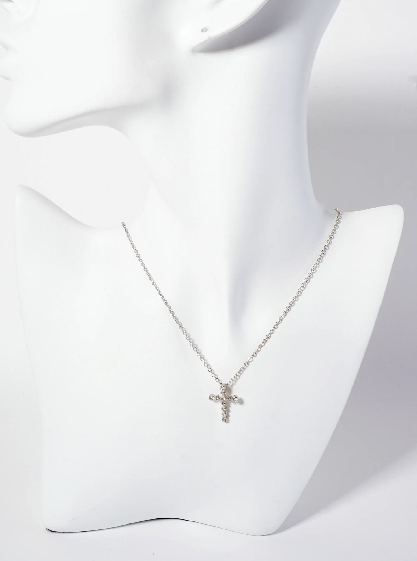 Religious-Theme Crystal-Pave 19mm Cross Pendant Necklace