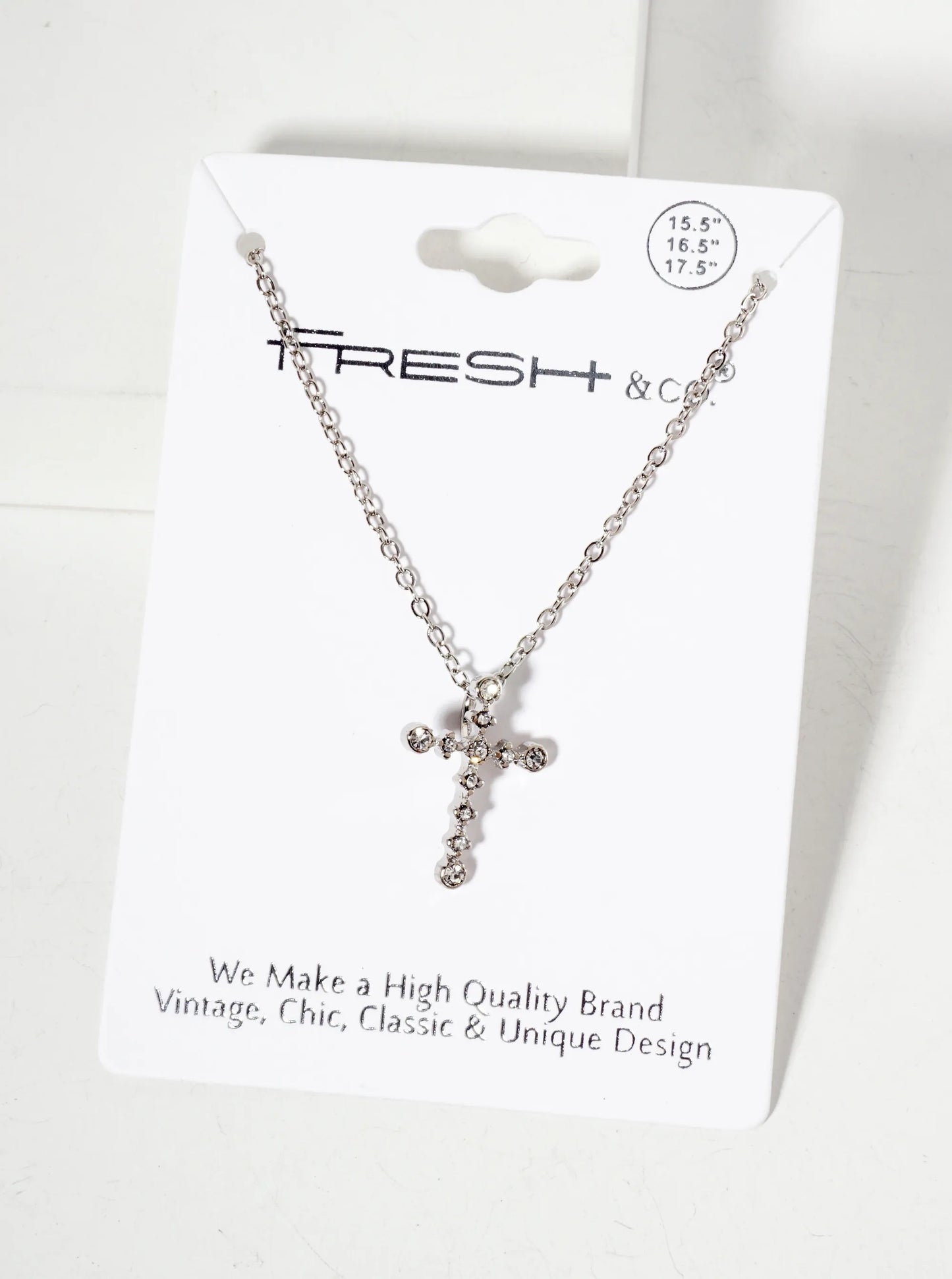 Religious-Theme Crystal-Pave 19mm Cross Pendant Necklace