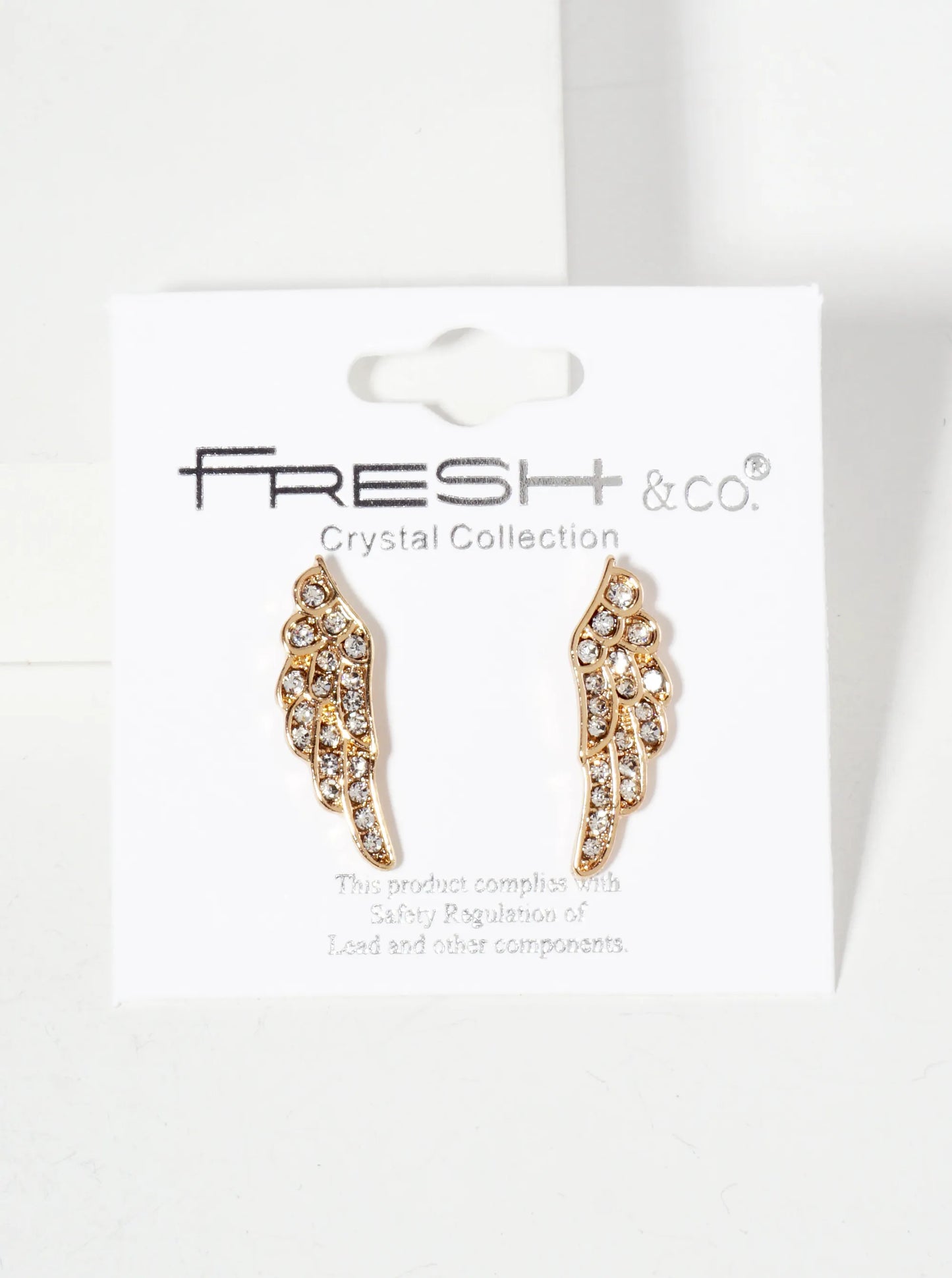 Religious-Theme Crystal-Pave Symmetrical Angel Wings Stud Earrings