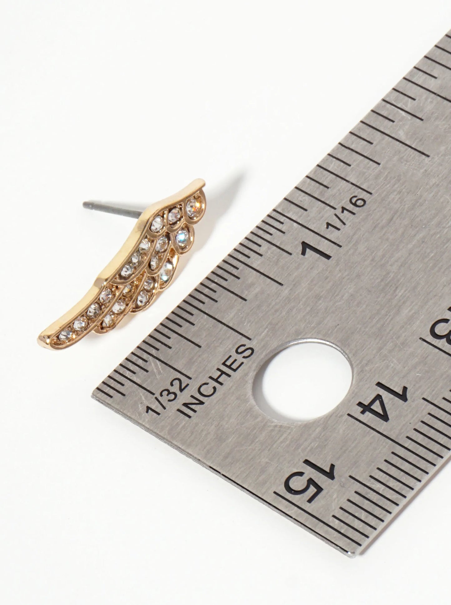 Religious-Theme Crystal-Pave Symmetrical Angel Wings Stud Earrings